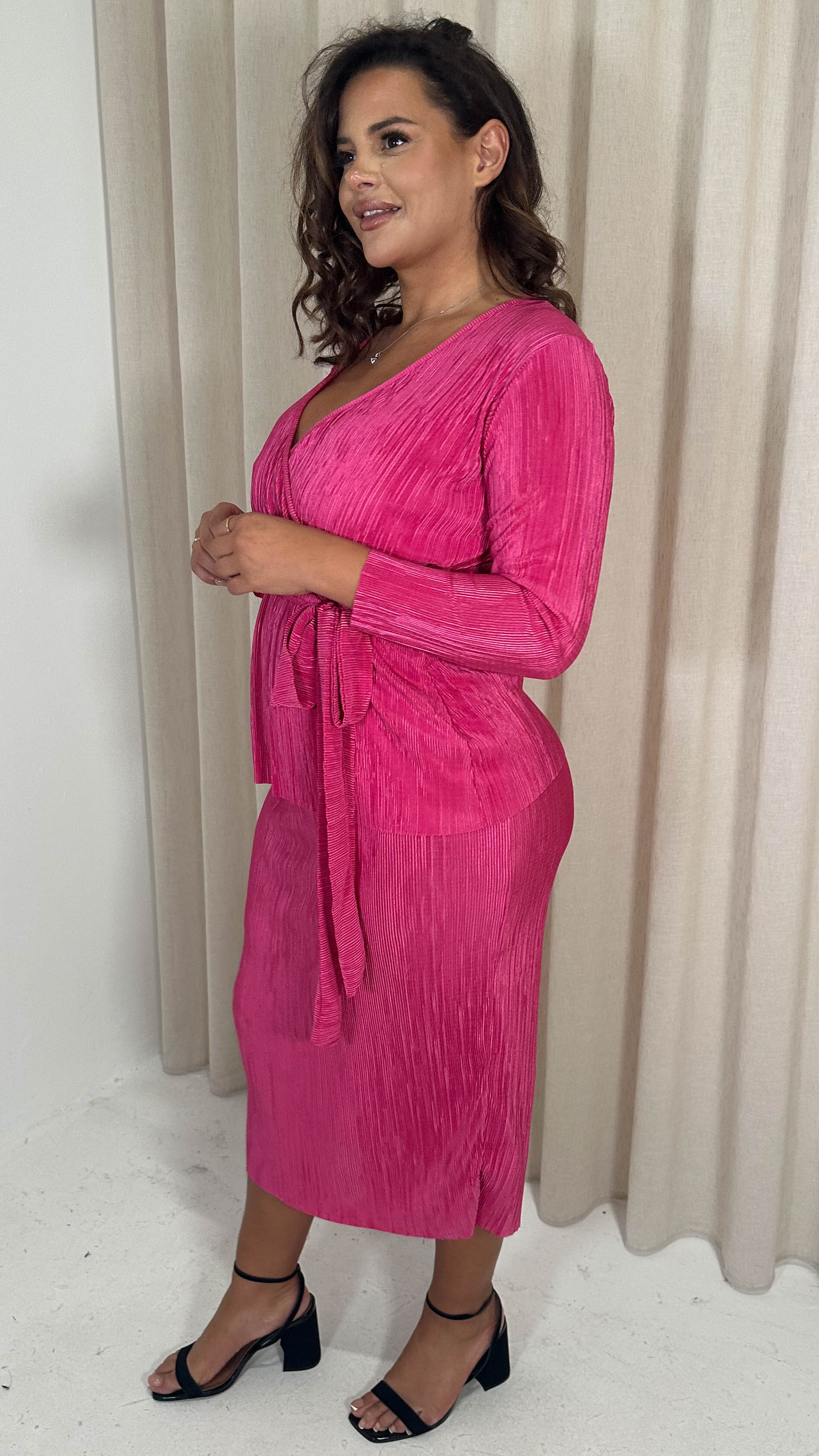 CurveWow Plisse Wrap Top Fuchsia - Image 7