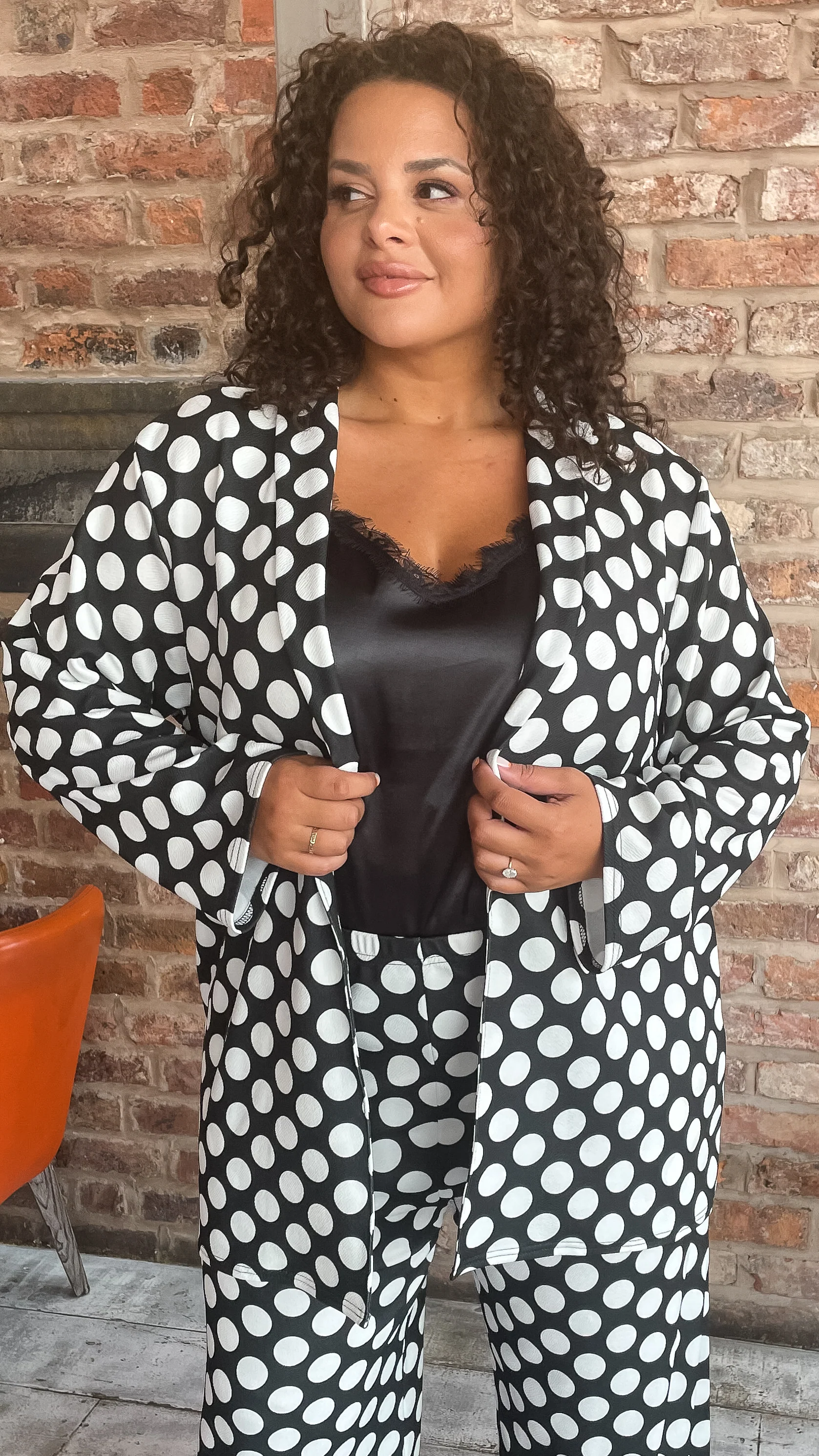 CurveWow Polka Dot Relaxed Blazer - Image 6