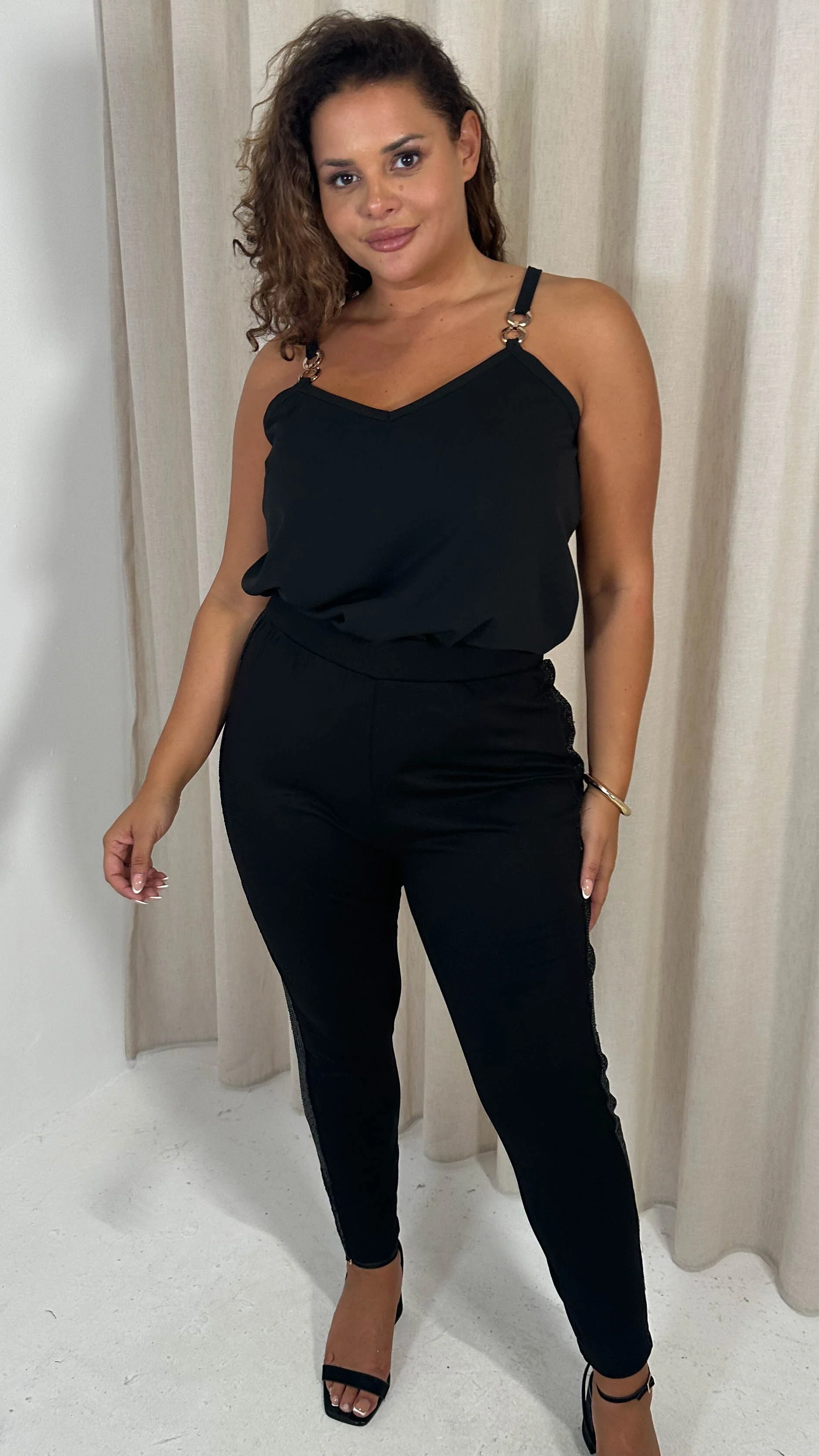 CurveWow Ponte Sequin Leggings Black - Image 5