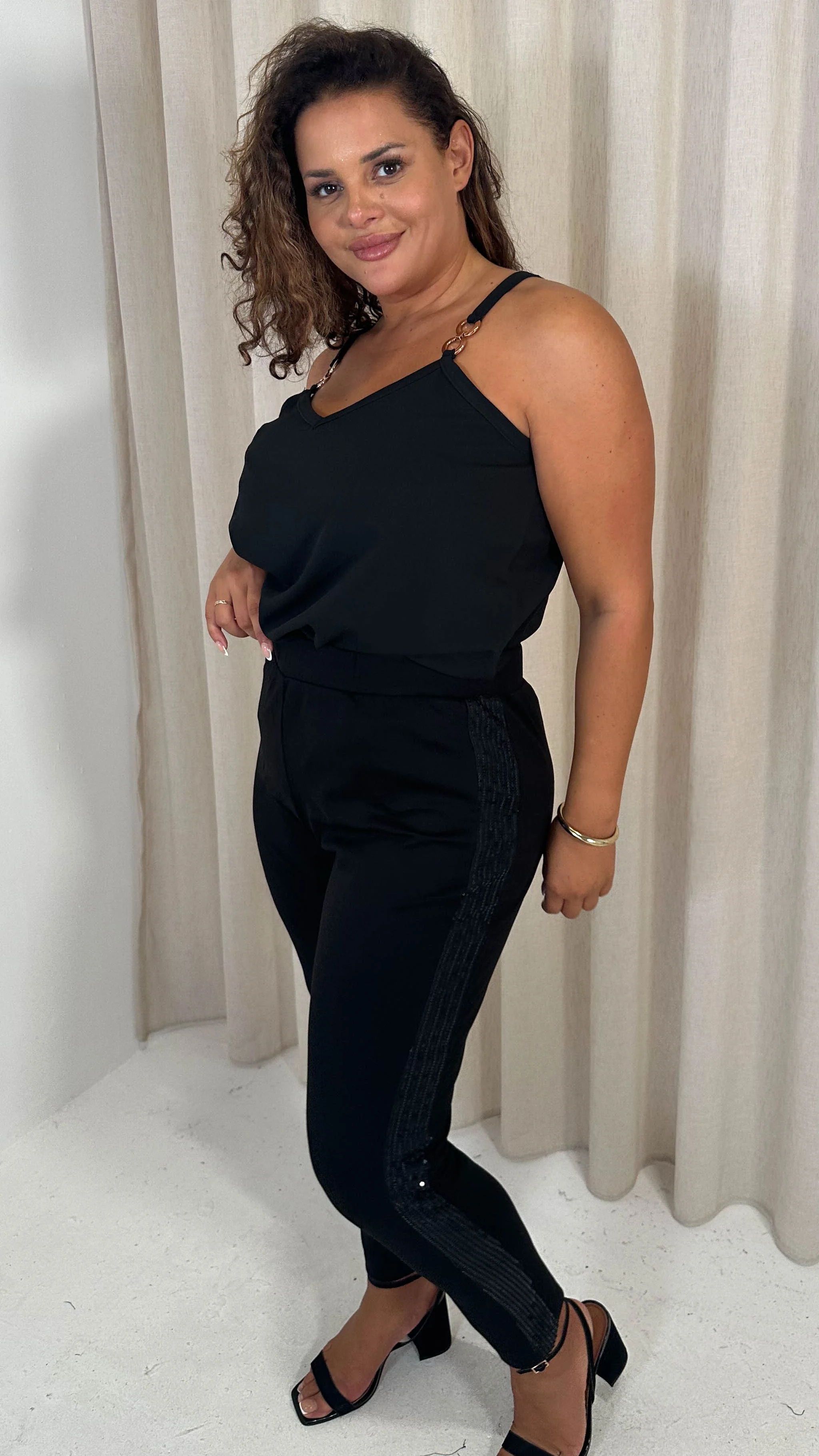 CurveWow Ponte Sequin Leggings Black - Image 7