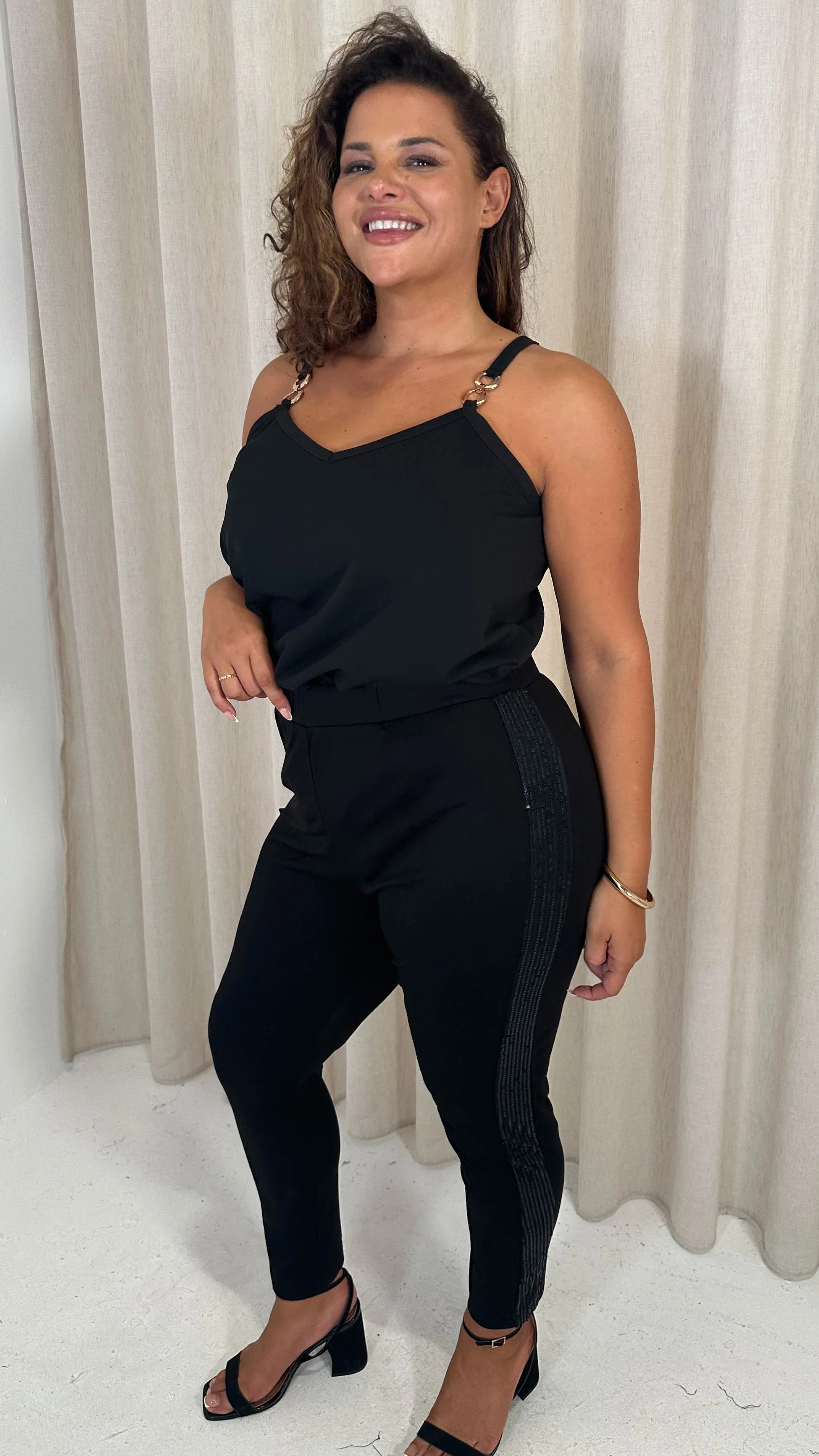 CurveWow Ponte Sequin Leggings Black - Image 8