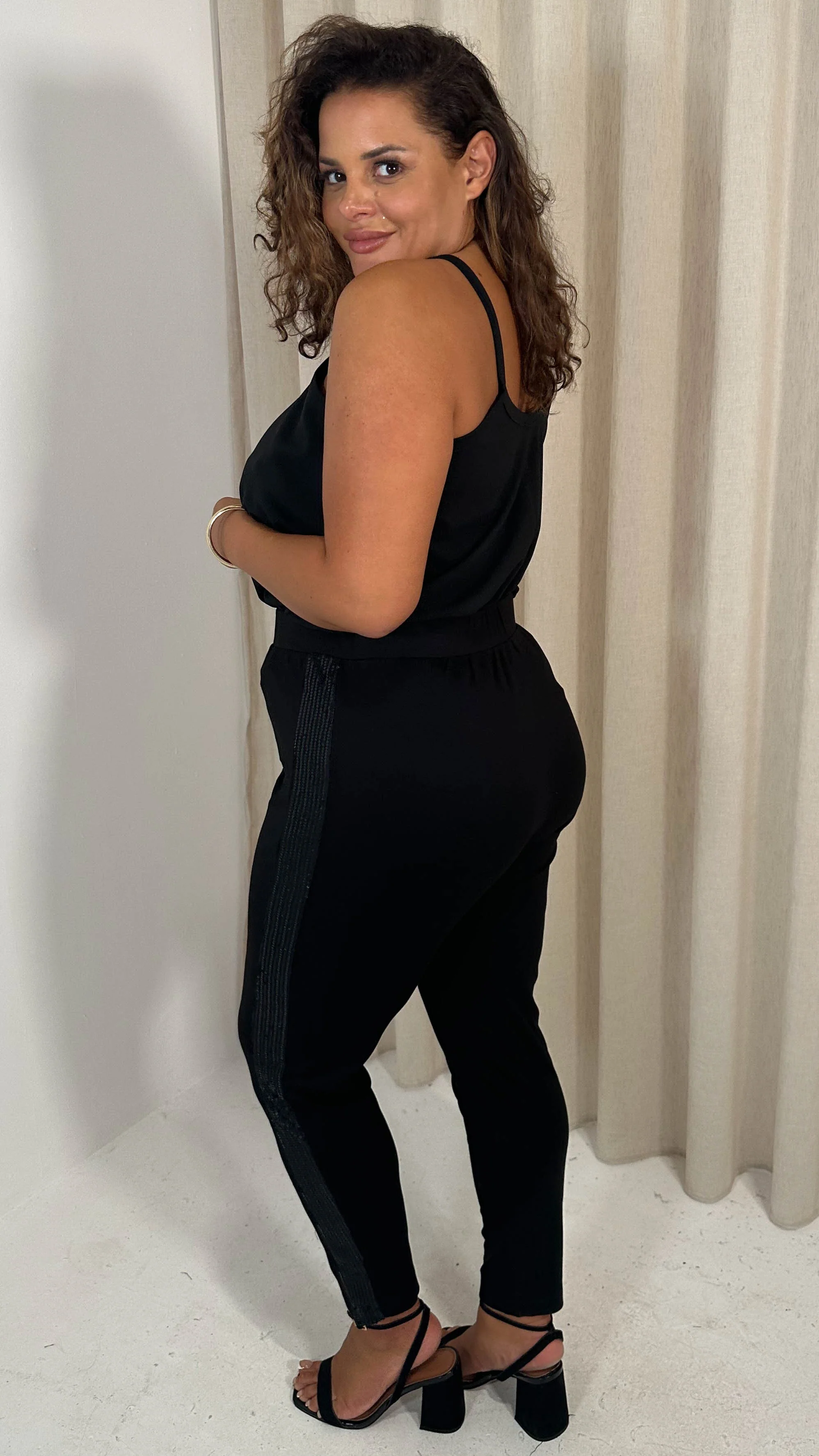 CurveWow Ponte Sequin Leggings Black - Image 9