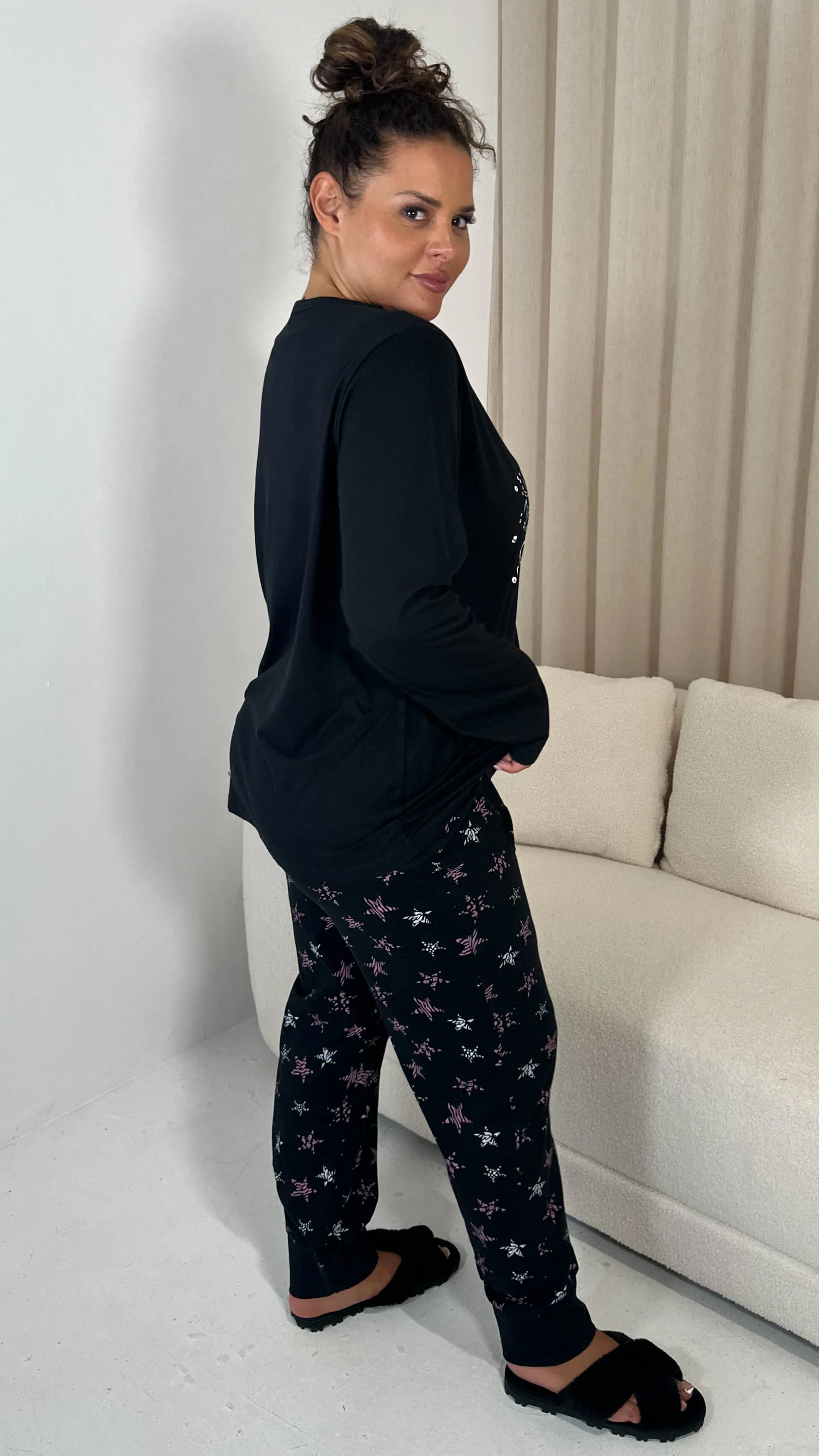 CurveWow Long Sleeve Pyjama Set 'Shine Bright' Print - Image 7