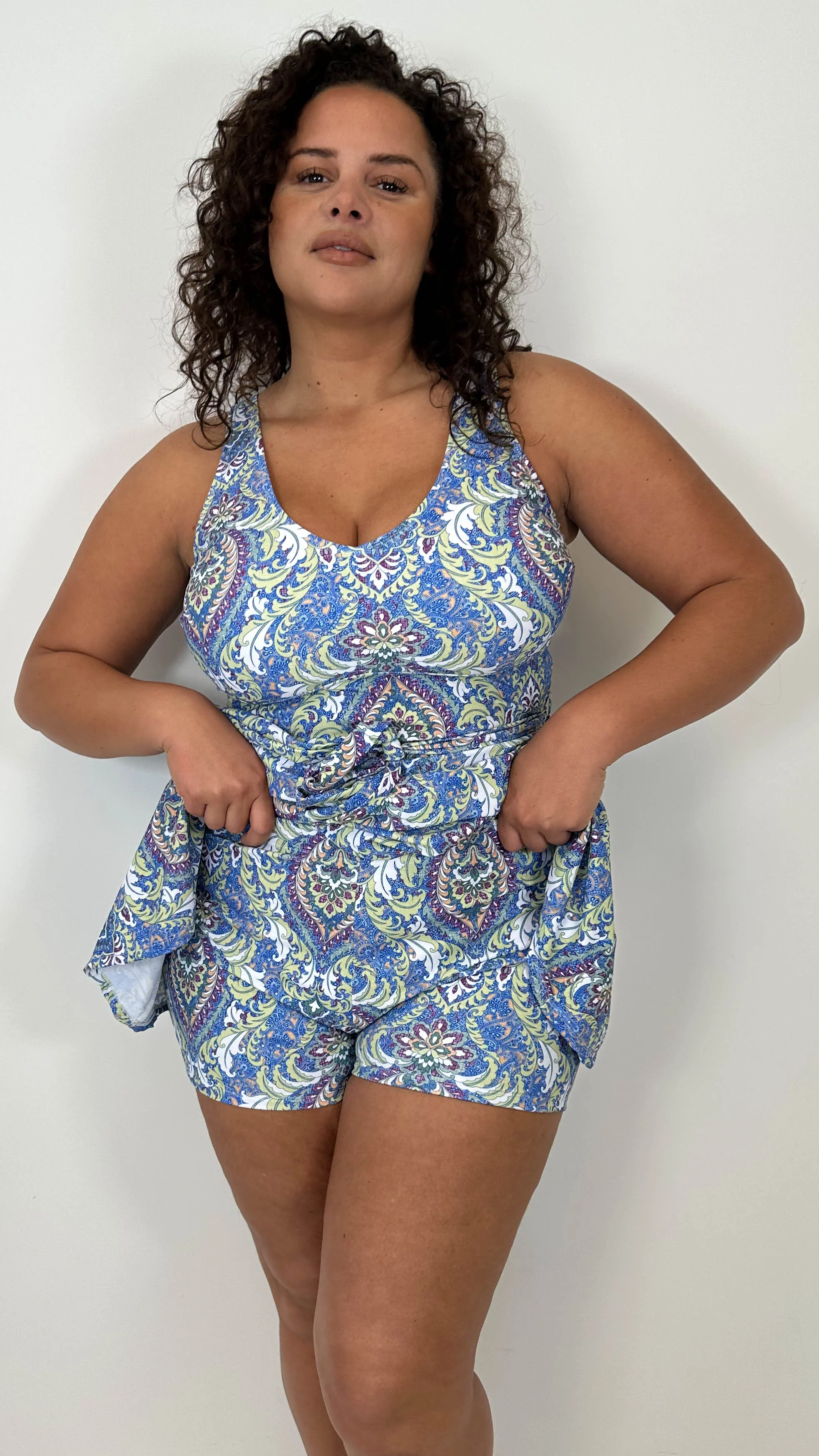 CurveWow Printed Tie Waist Swimdress Baroque Paisley - Image 3