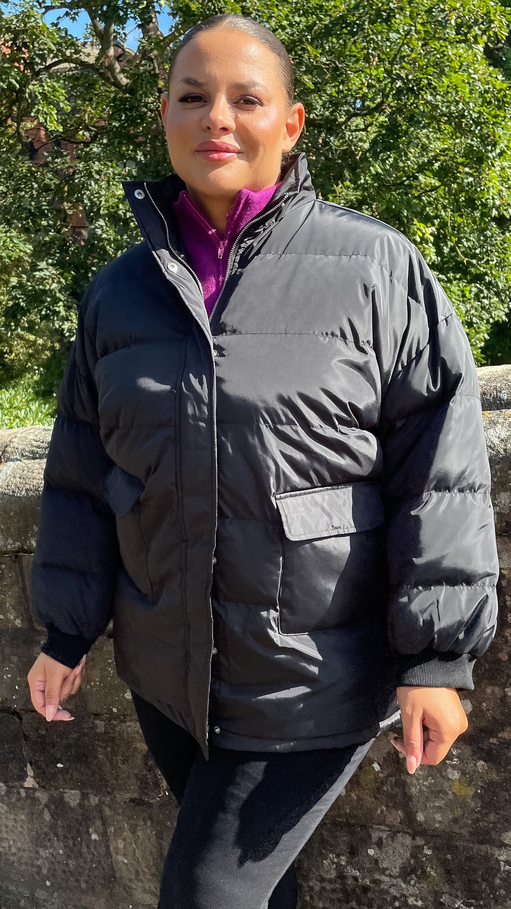 CurveWow Puffer Jacket Black - Image 3