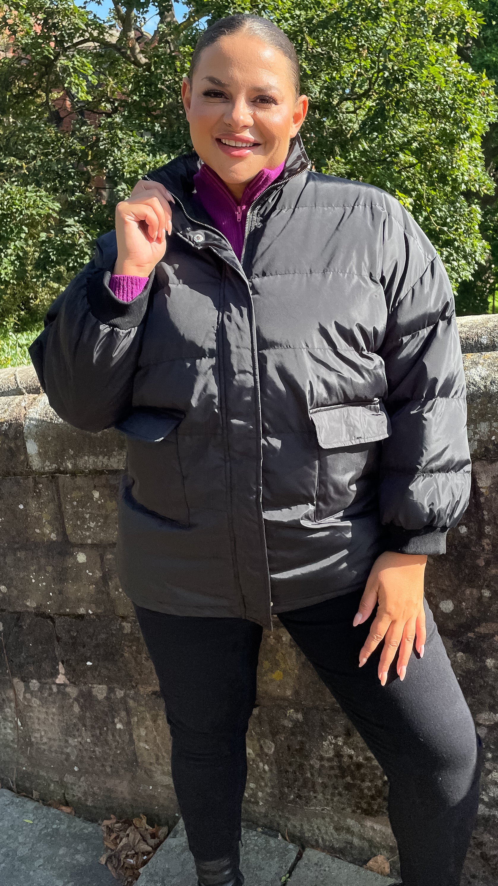 CurveWow Puffer Jacket Black - Image 4