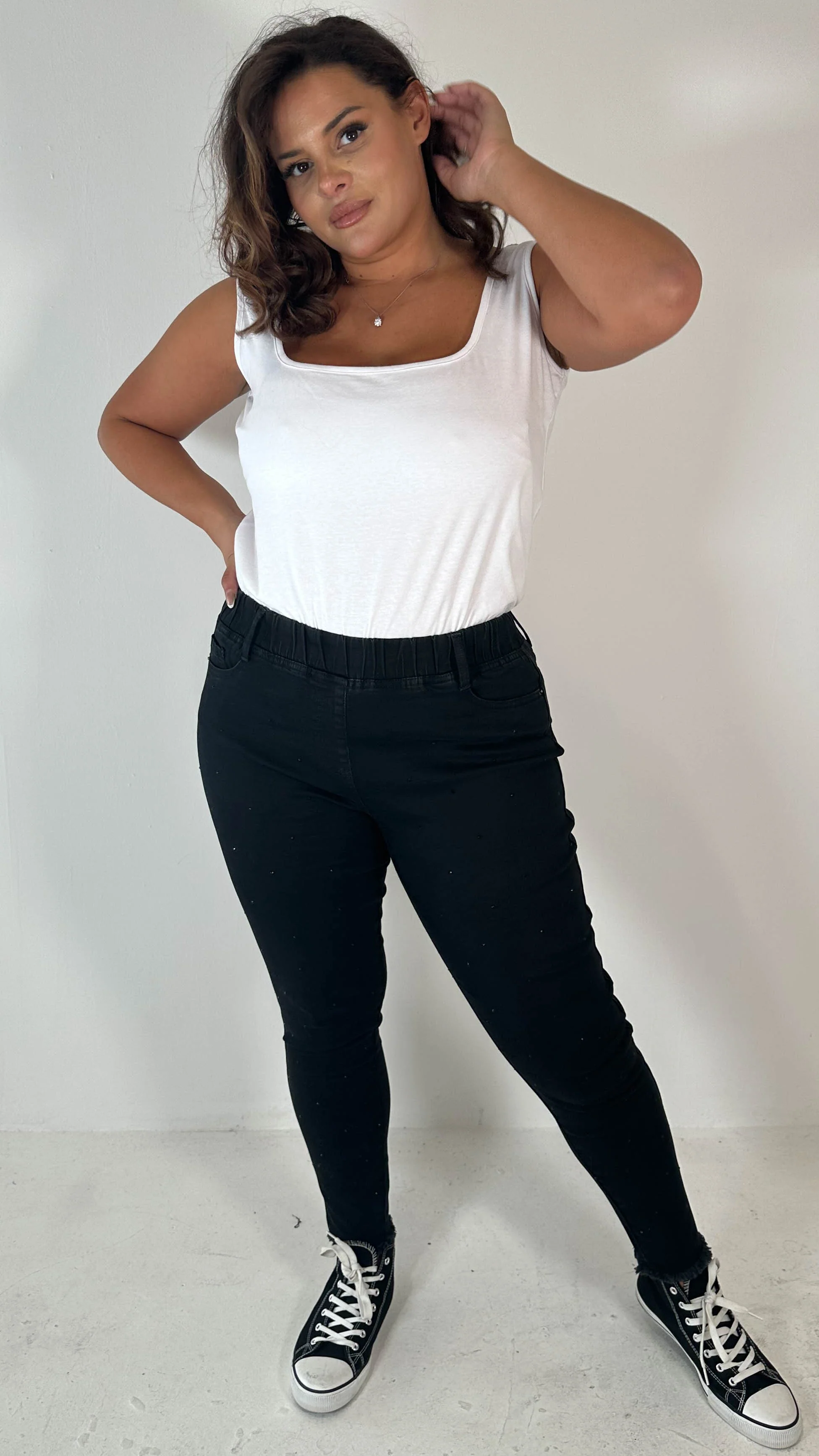 CurveWow Pull On Diamante Jegging Black - Image 8