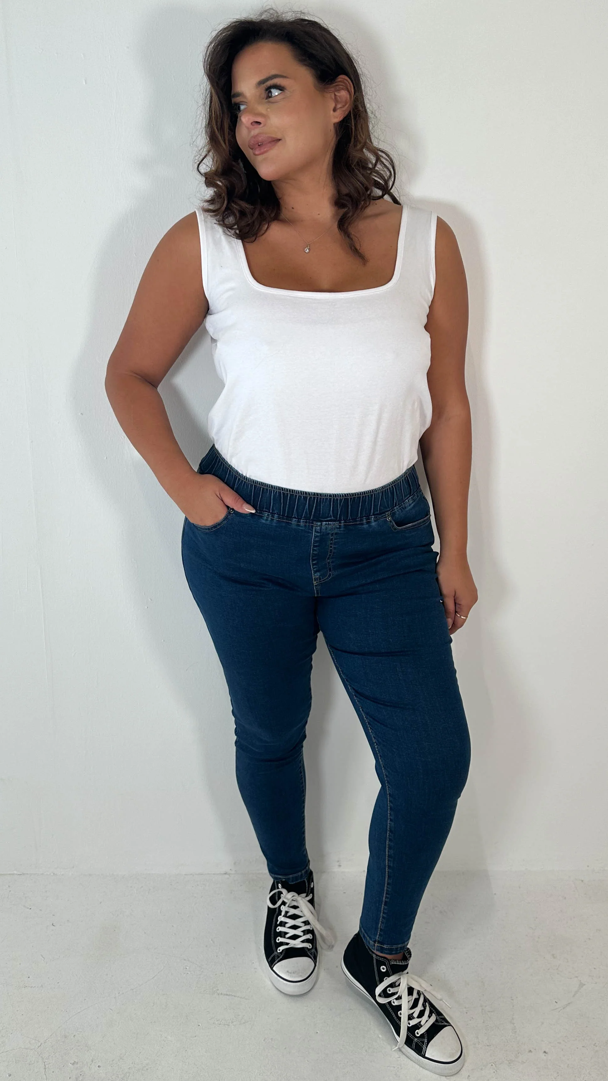 CurveWow Pull On Jegging Mid Blue - Image 3
