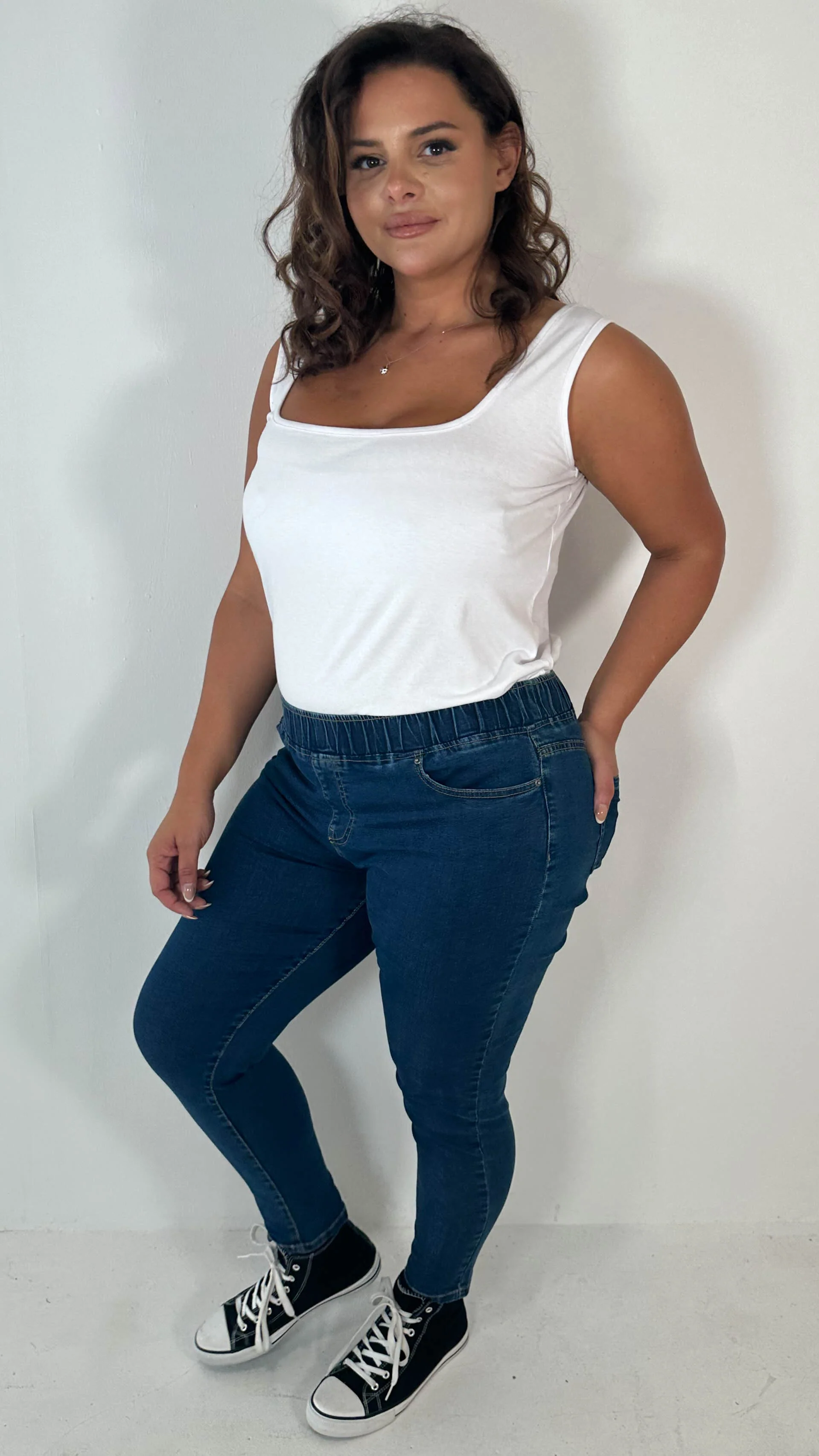 CurveWow Pull On Jegging Mid Blue - Image 5
