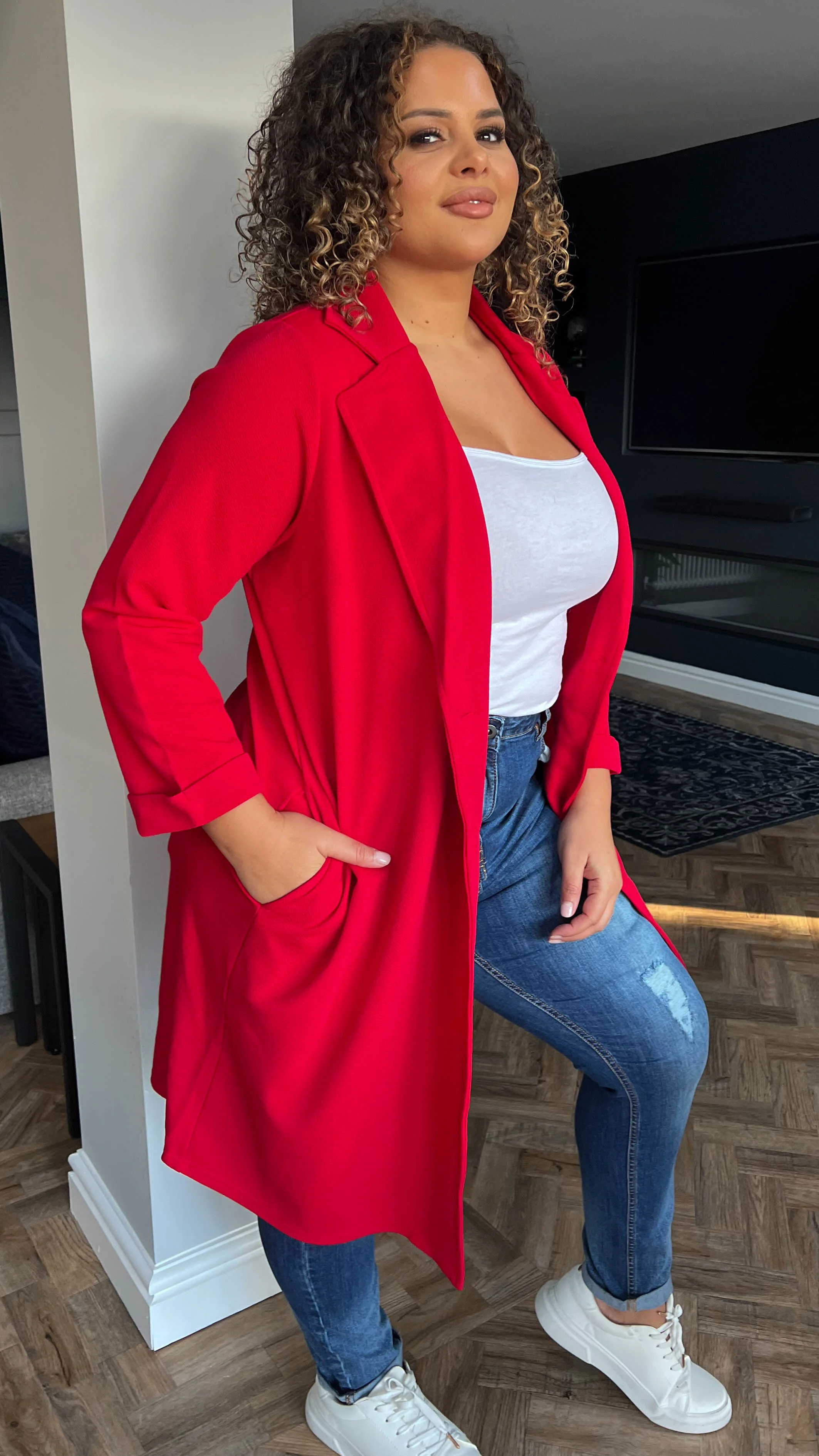 CurveWow Blazer Jacket Red - Image 2