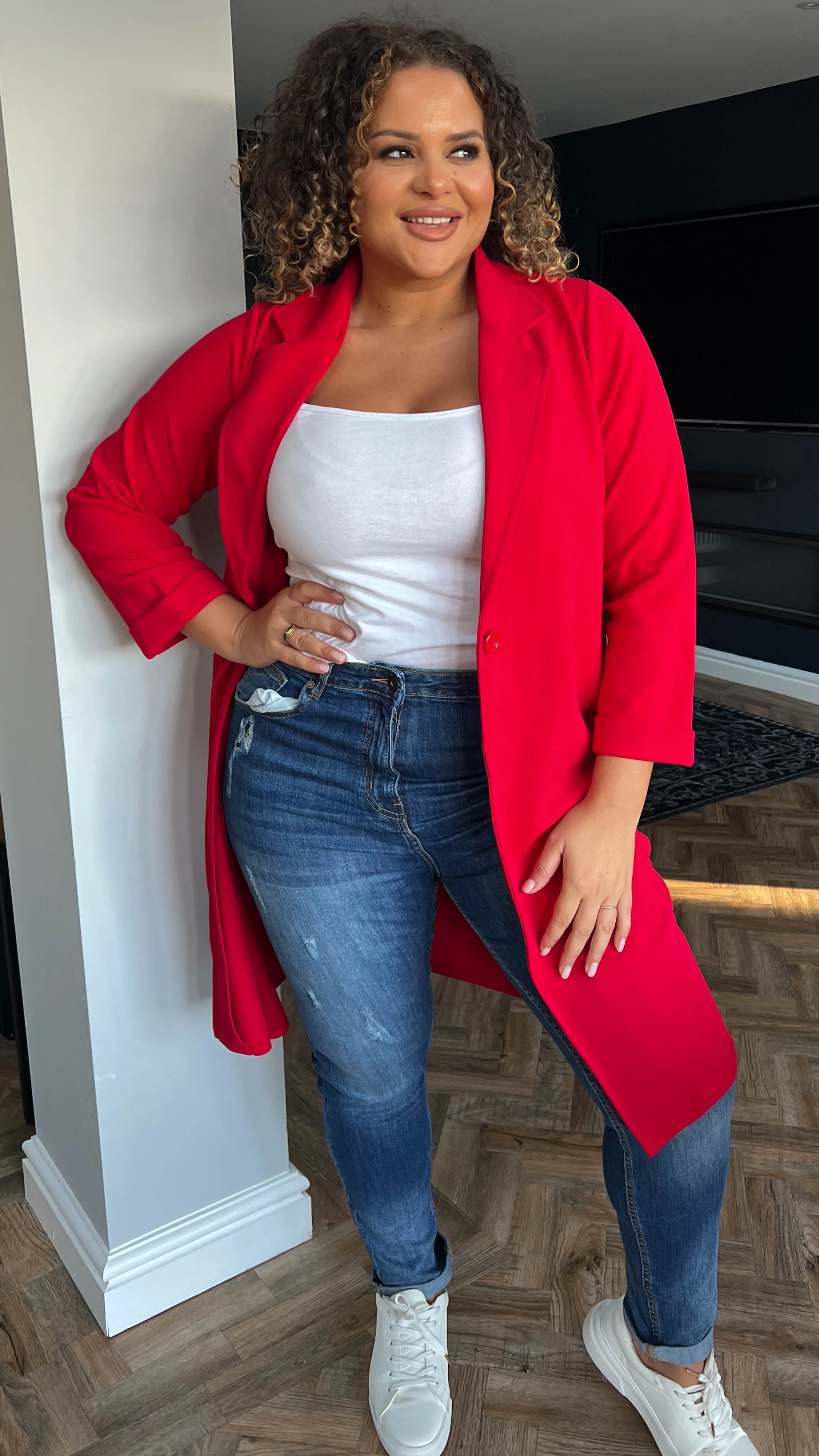 CurveWow Blazer Jacket Red - Image 3