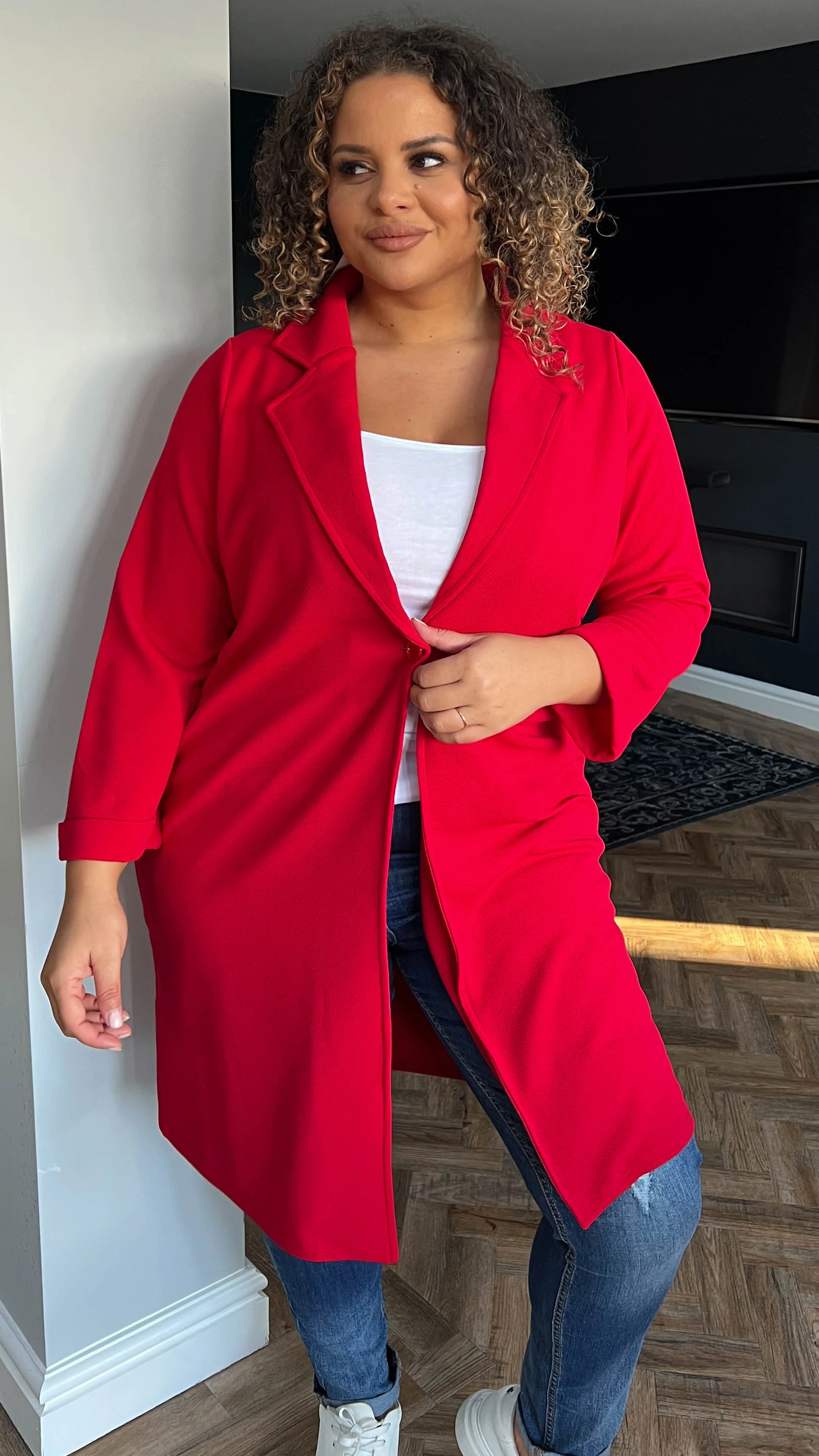 CurveWow Blazer Jacket Red - Image 4
