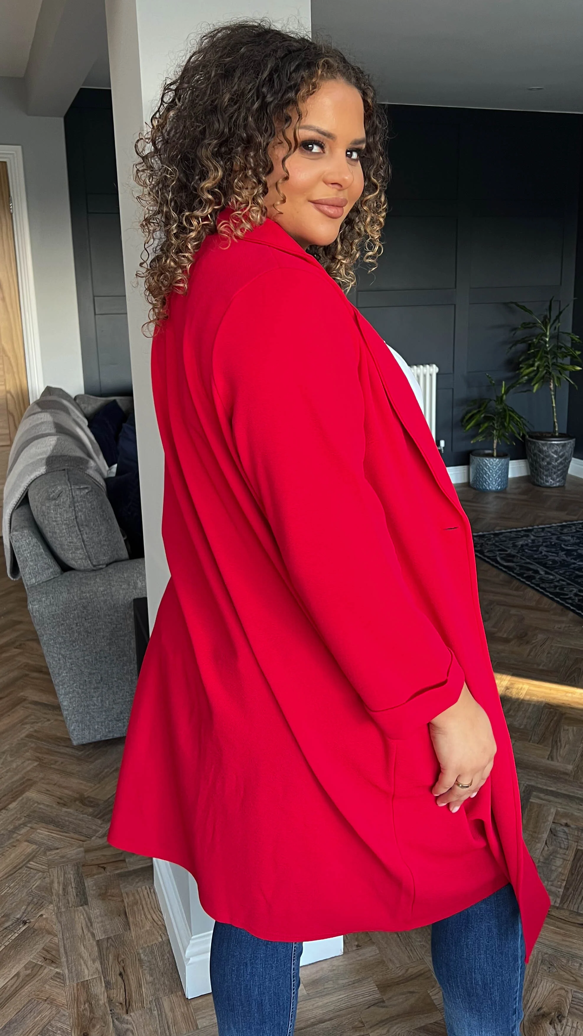 CurveWow Blazer Jacket Red - Image 6