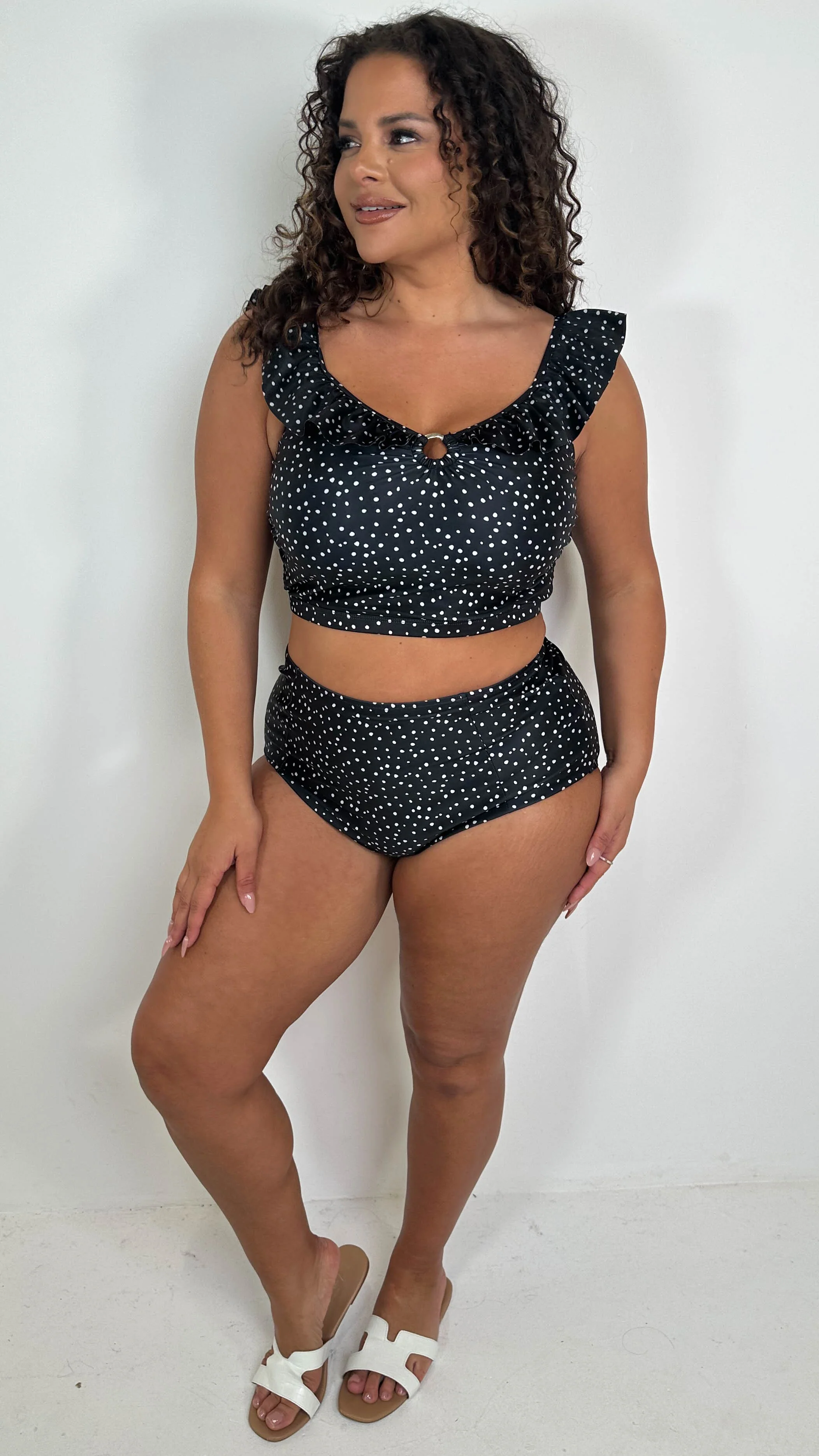 CurveWow Ring Front Frill Bikini Top Spot - Image 3