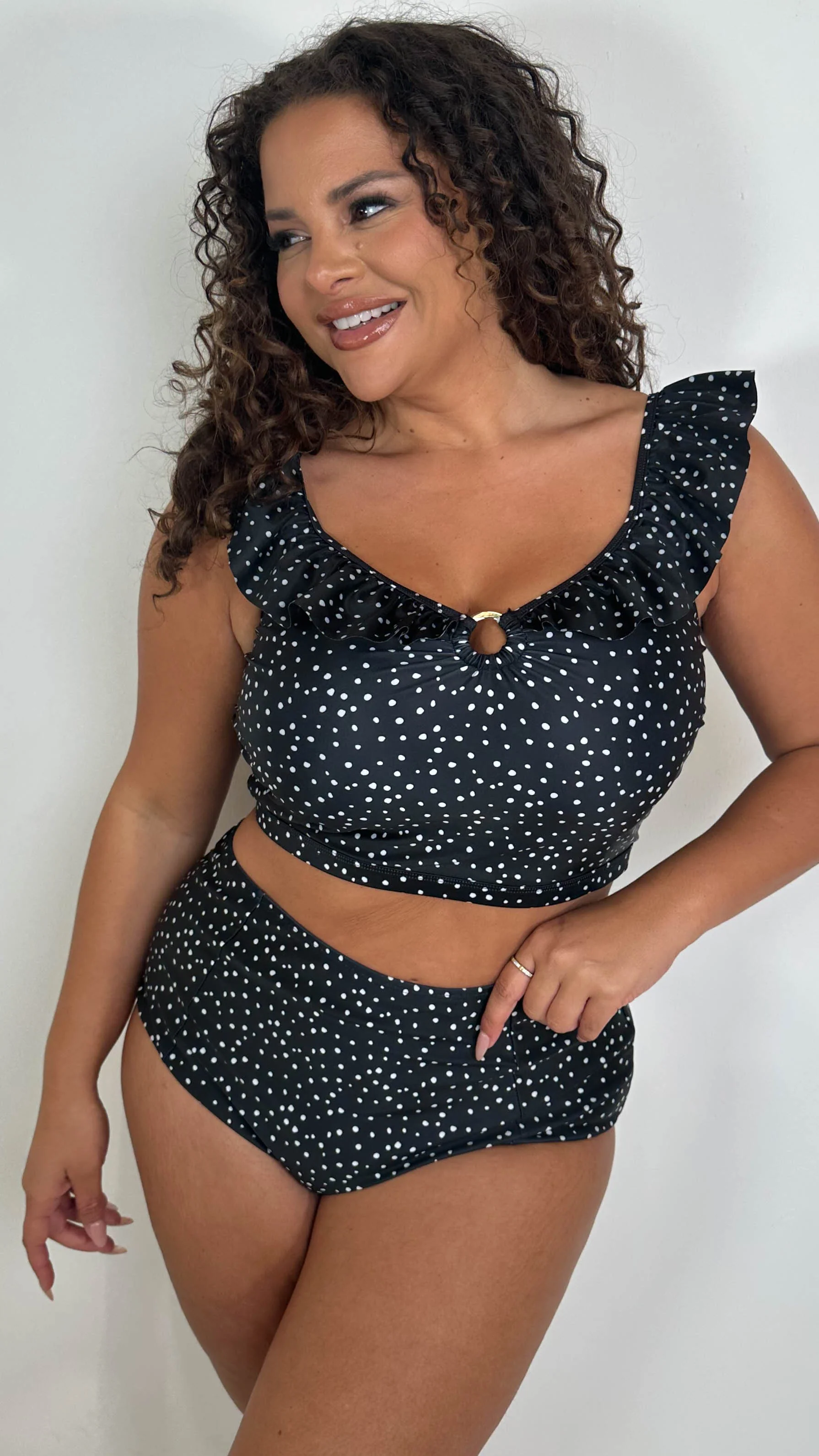 CurveWow Ring Front Frill Bikini Top Spot - Image 4