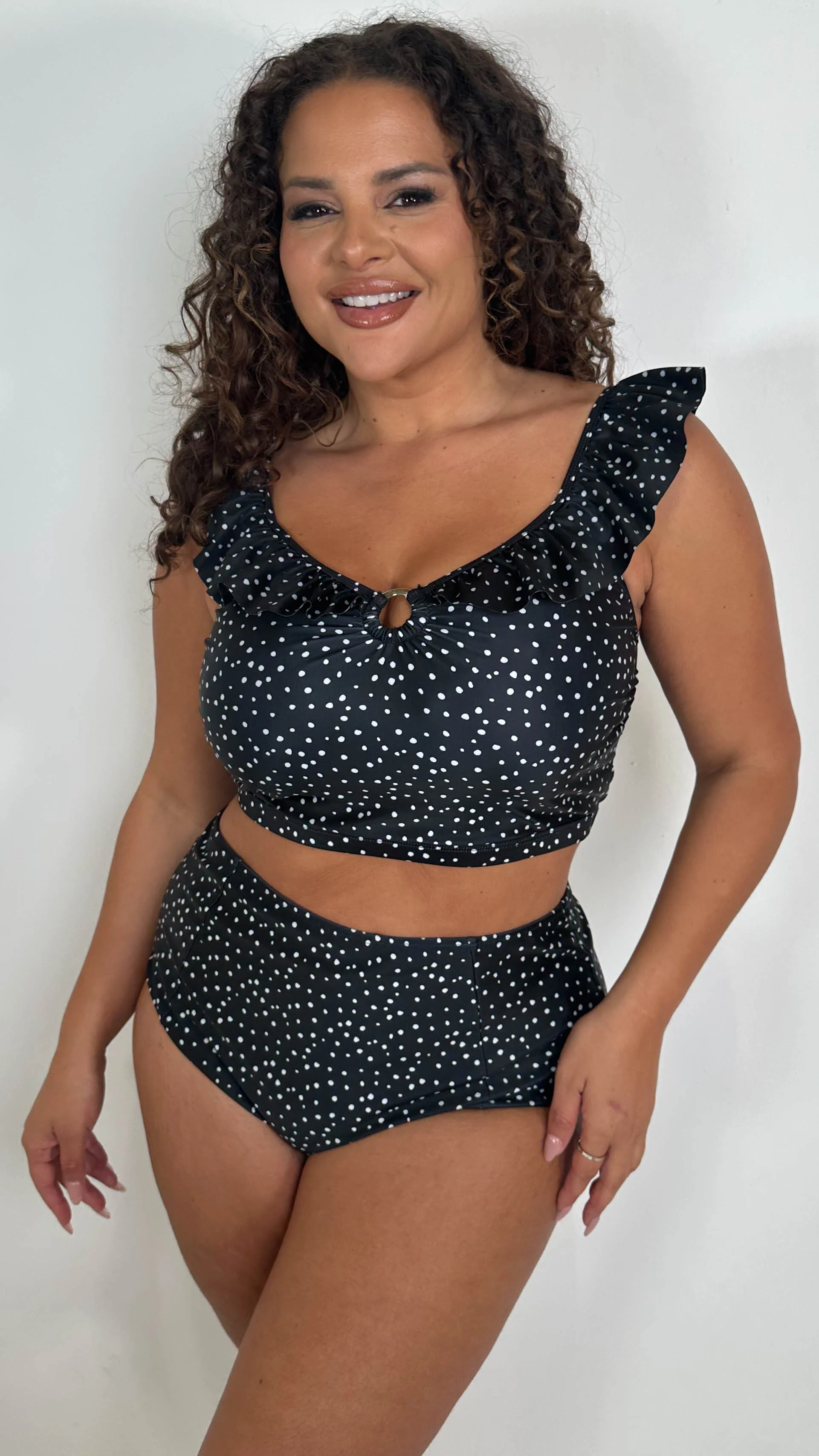 CurveWow Ring Front Frill Bikini Top Spot - Image 6