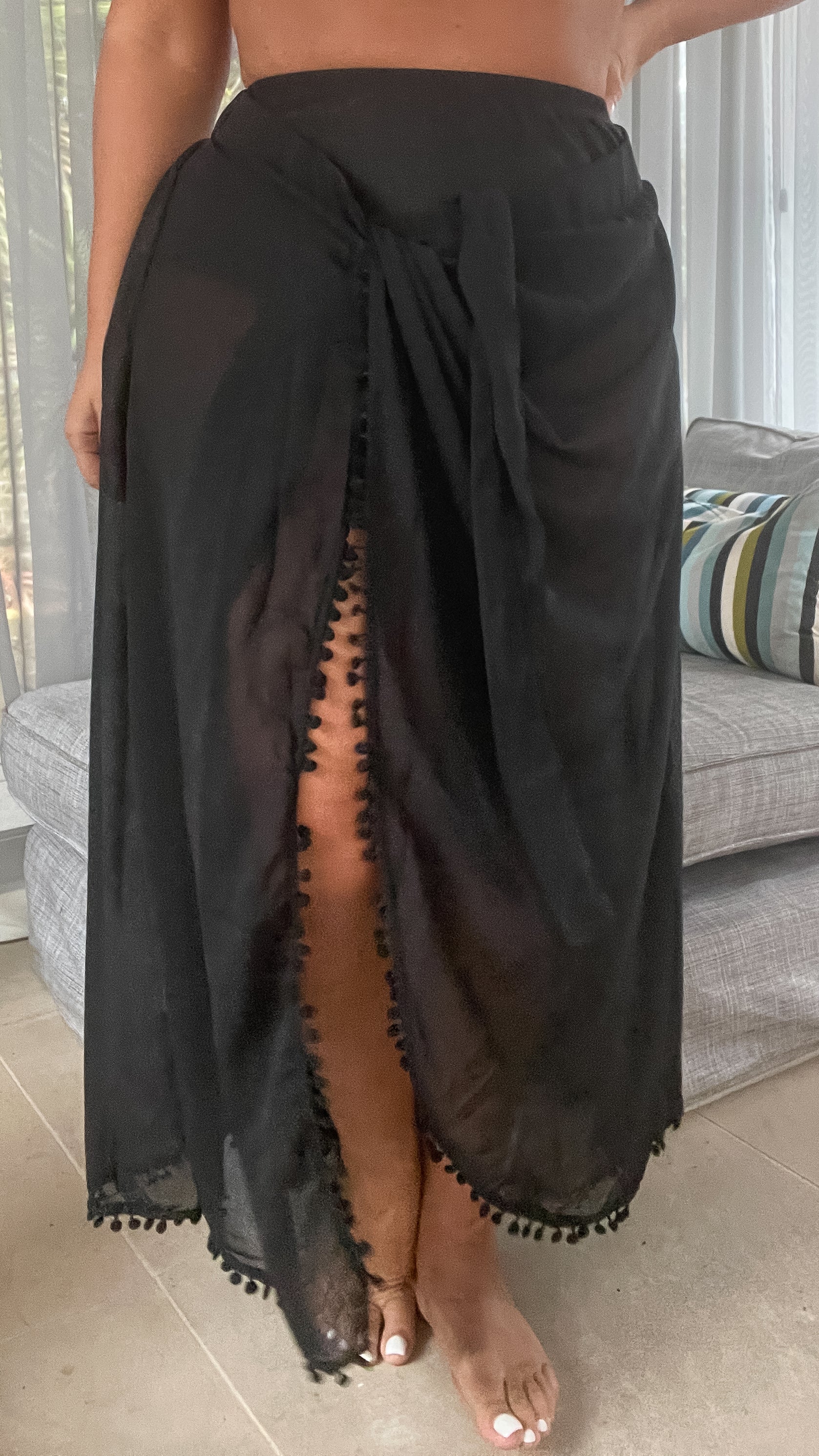 CurveWow Black Maxi Sarong - Image 3