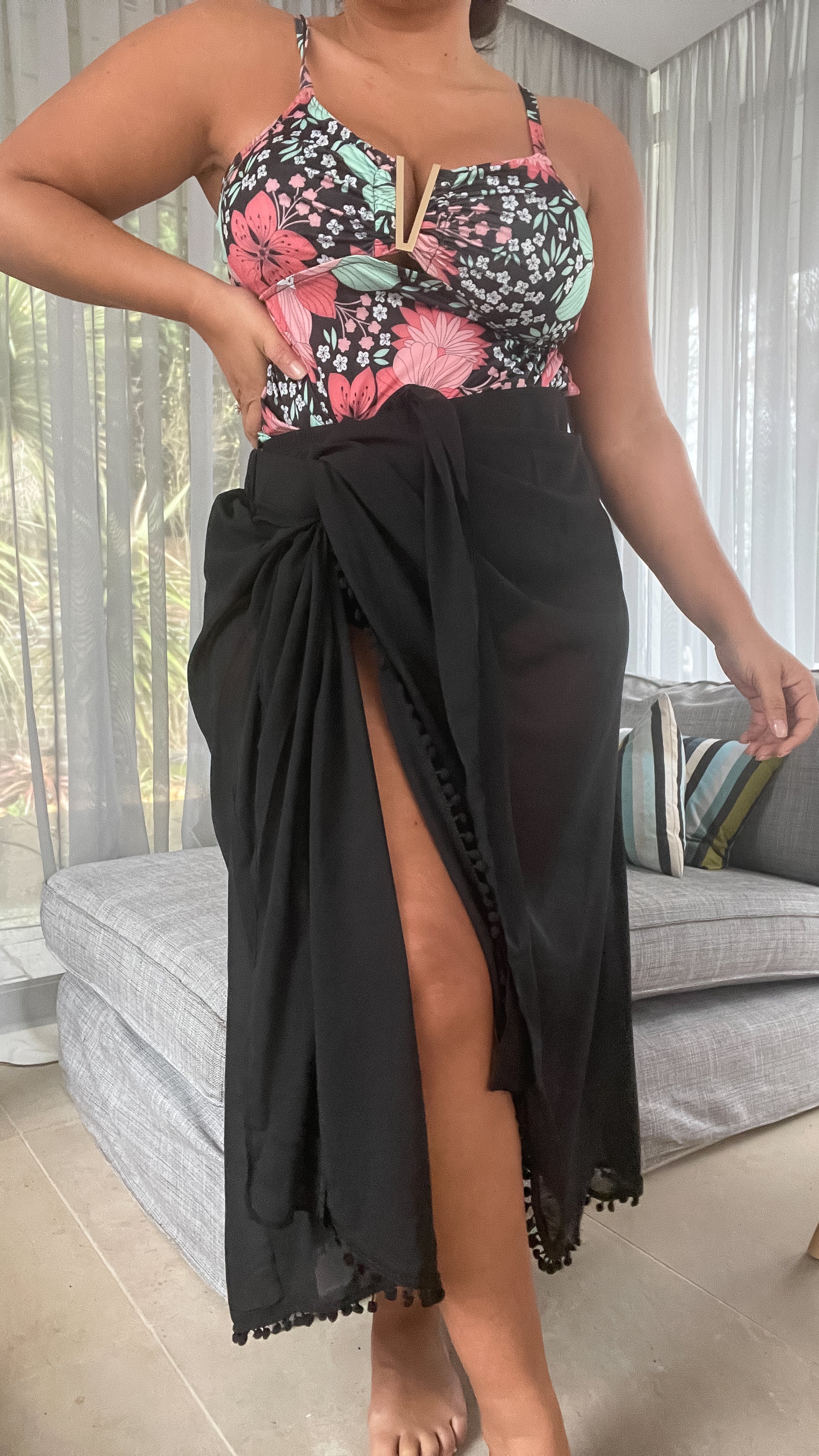 CurveWow Black Maxi Sarong - Image 4