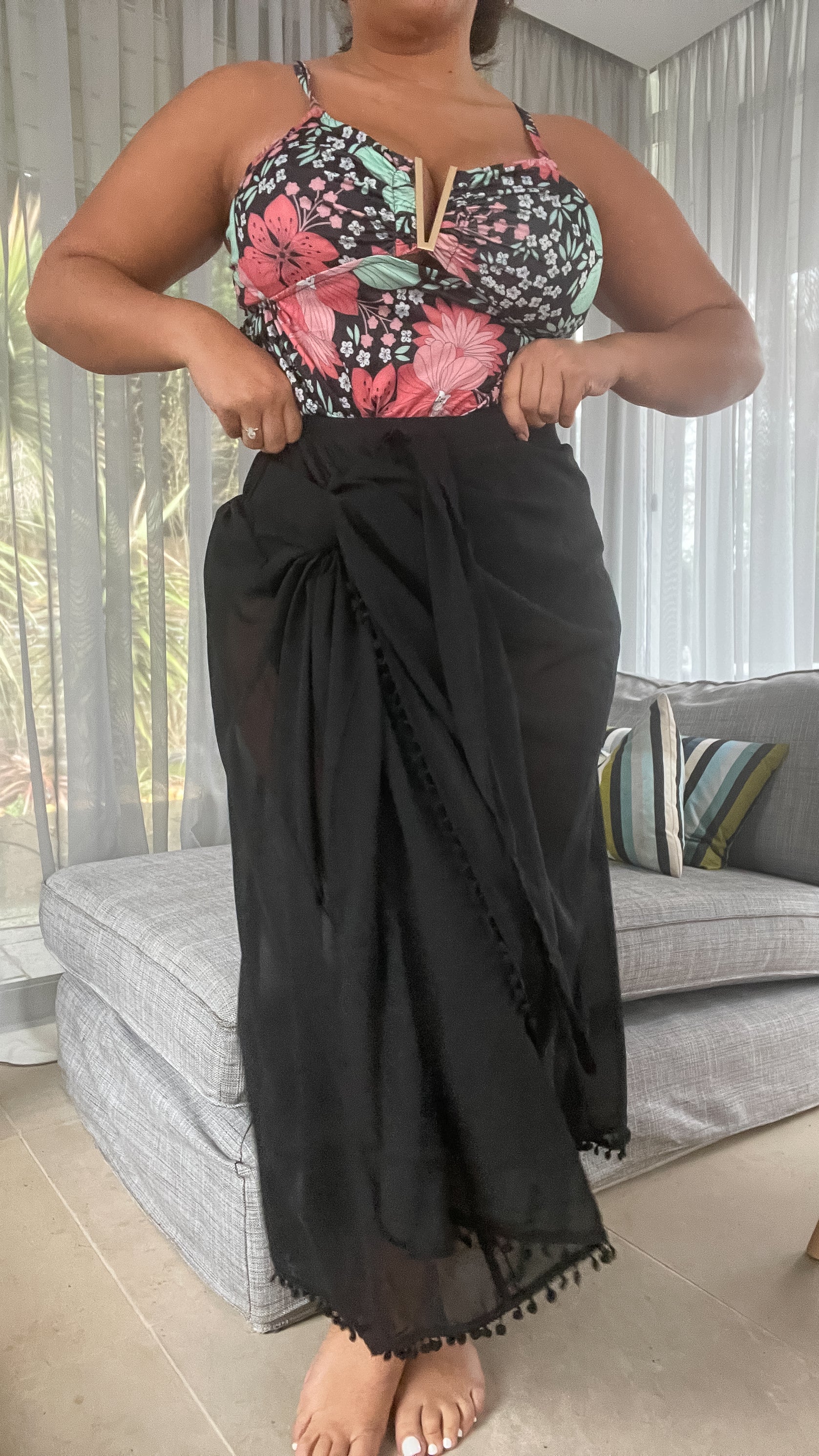 CurveWow Black Maxi Sarong - Image 5