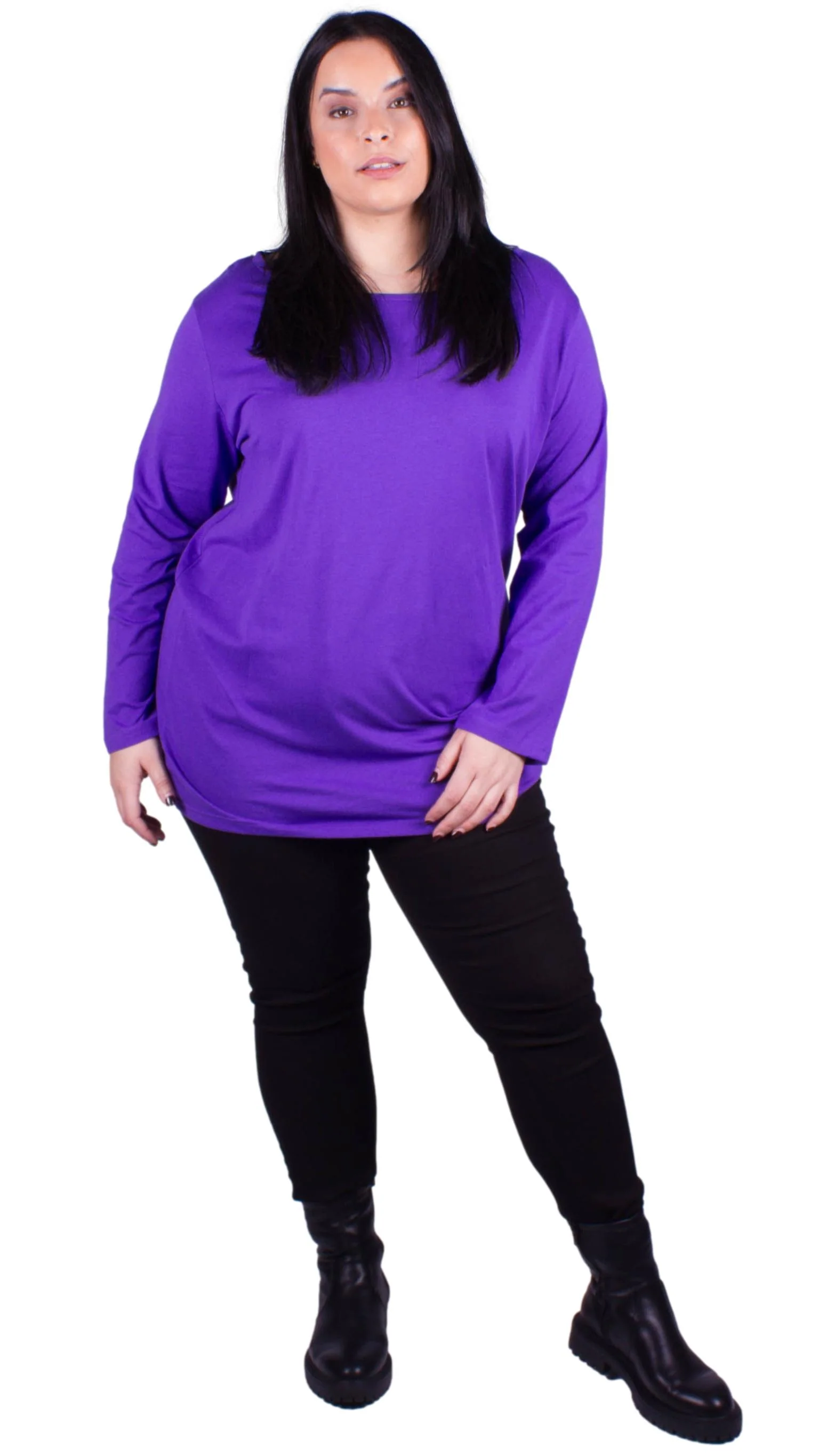 CurveWow Scoop Neck Long Sleeve Top Ultra Violet - Image 5