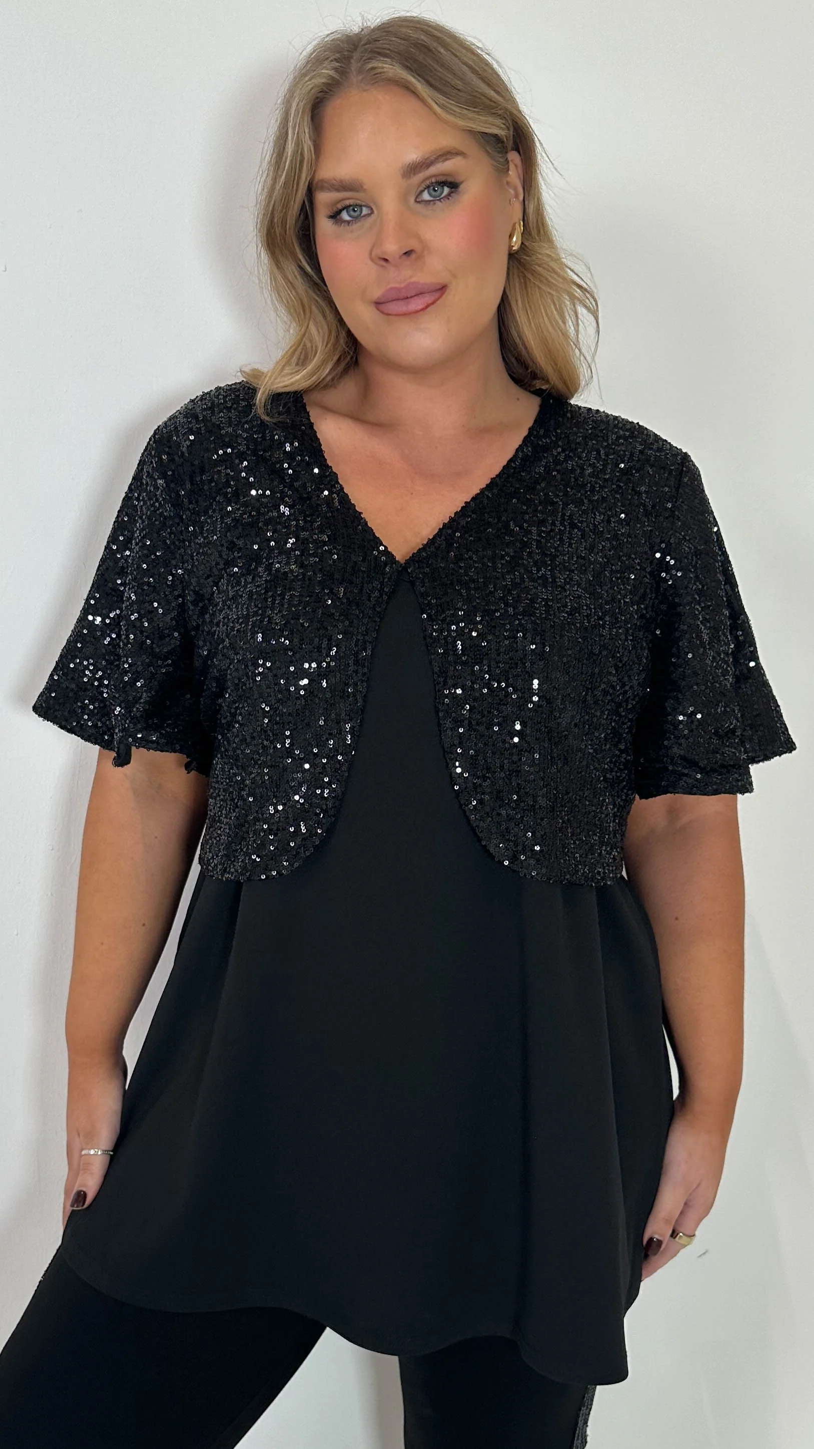 CurveWow Sequin Shrug Black - Image 2
