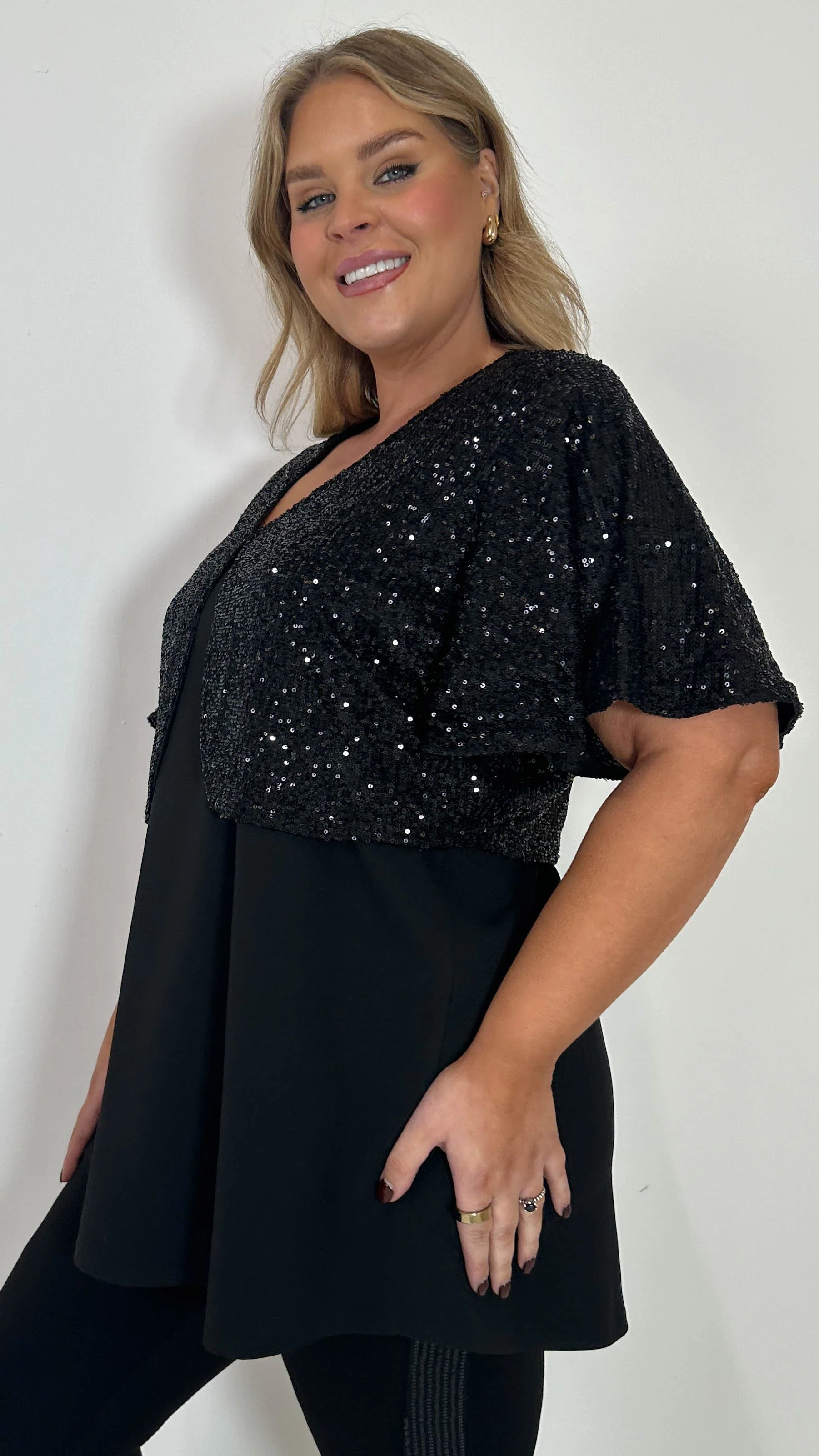CurveWow Sequin Shrug Black - Image 8