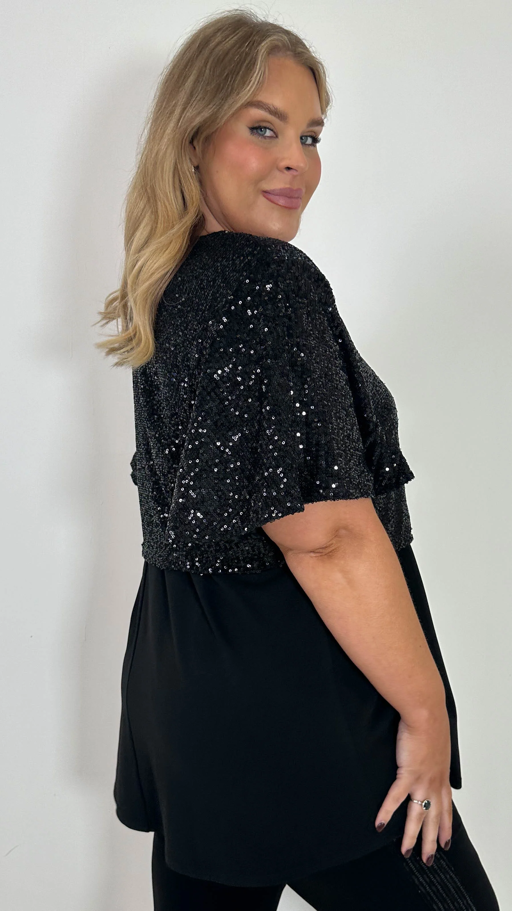 CurveWow Sequin Shrug Black - Image 9