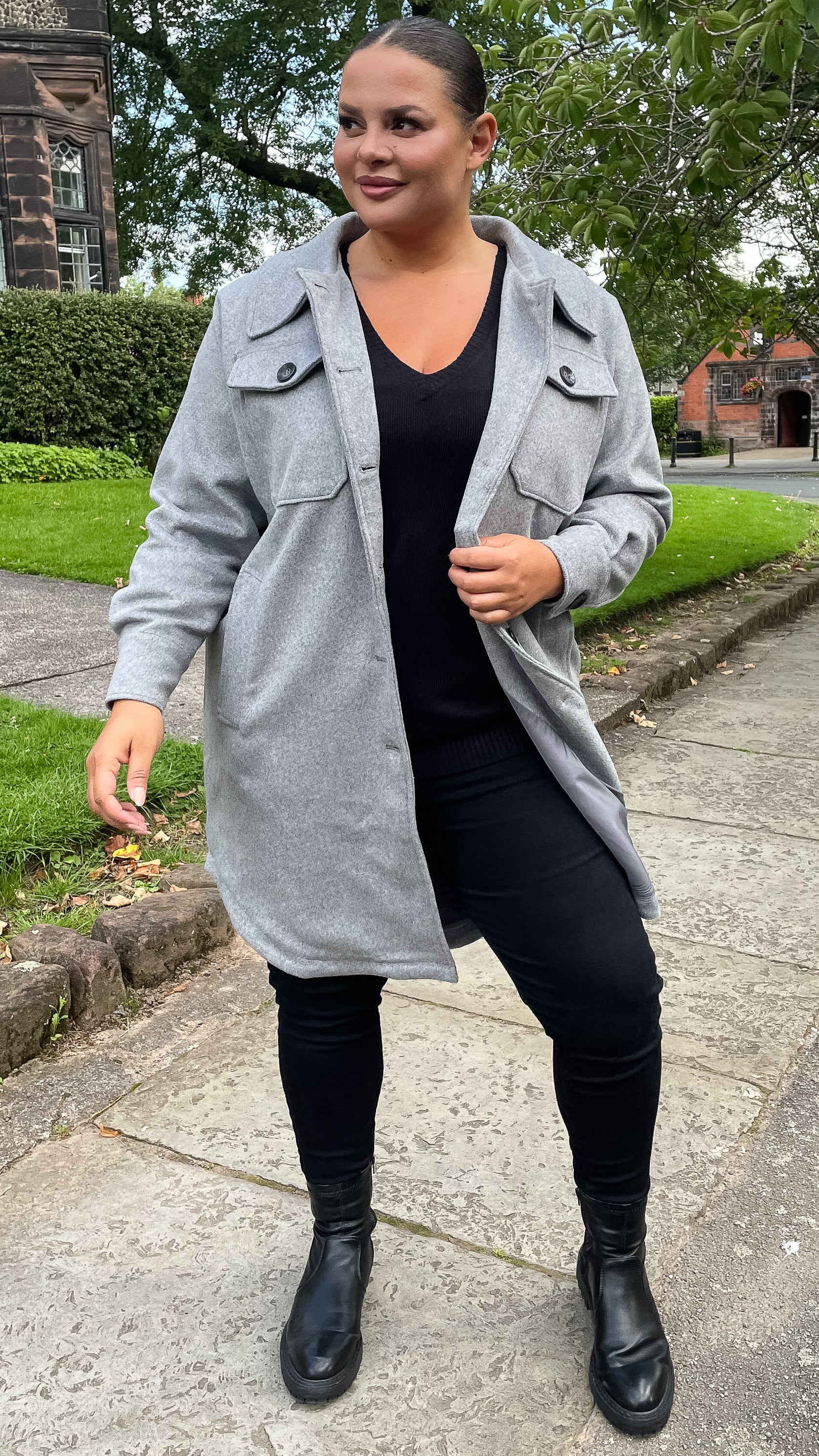 CurveWow Shacket Grey