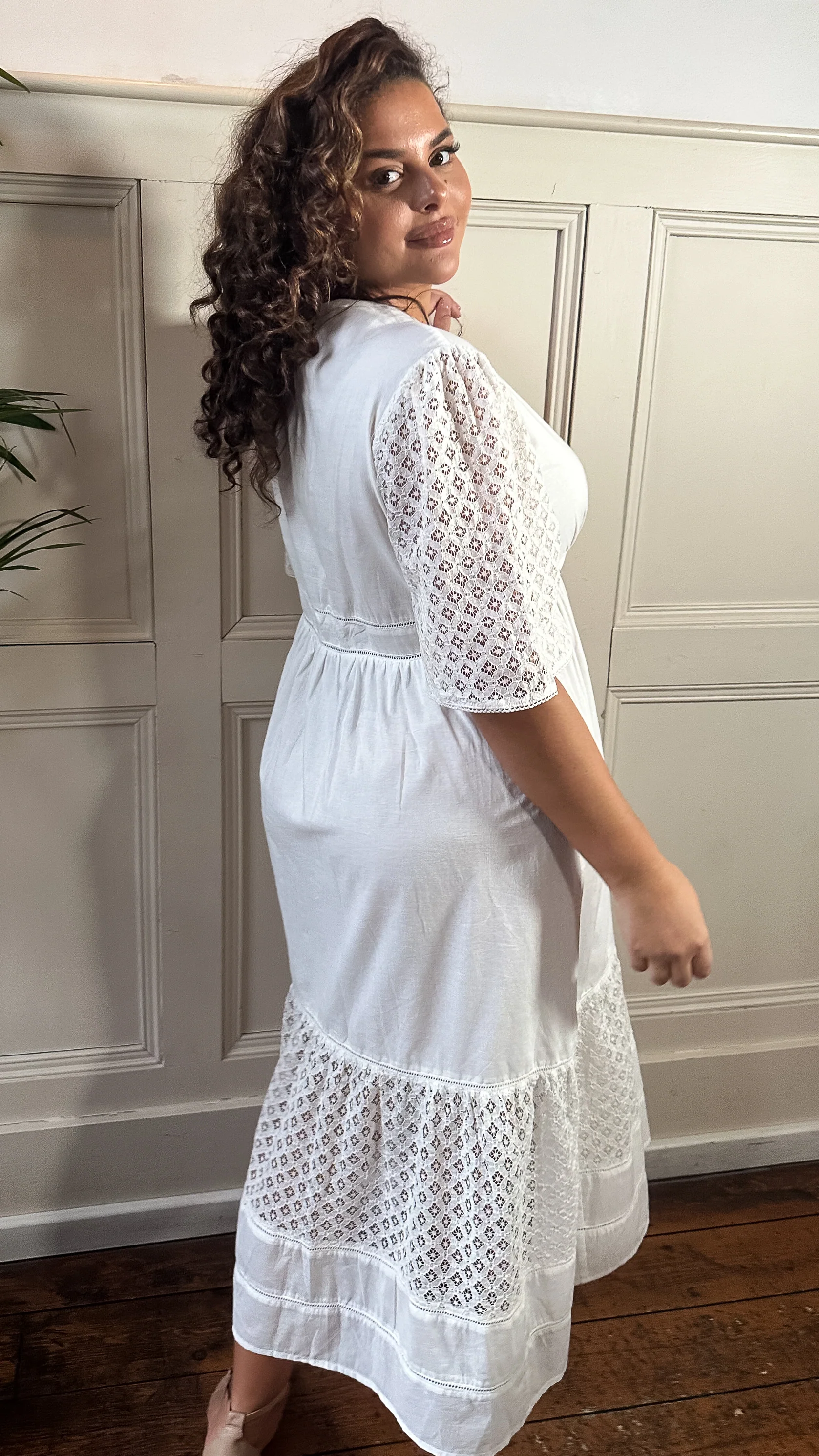Curvewow Shiffly Panel Wrap Maxi Dress White - Image 5