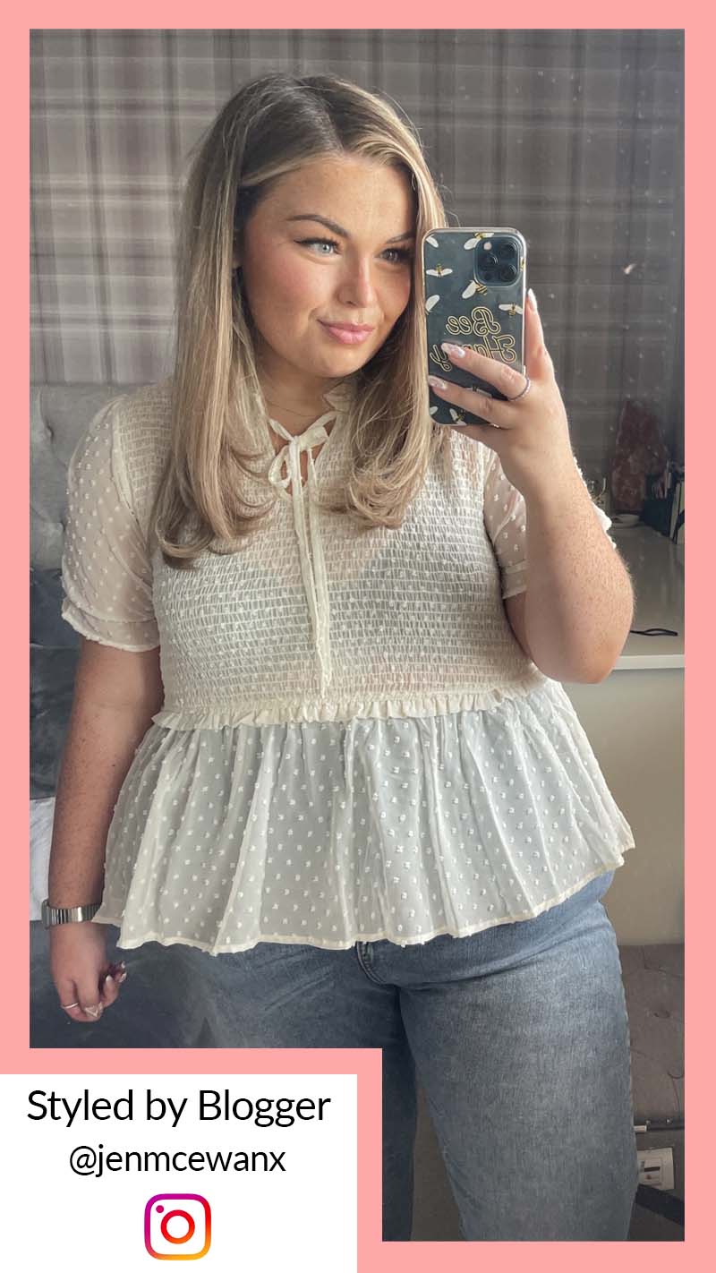 CurveWow Shirred Top Cream - Image 2