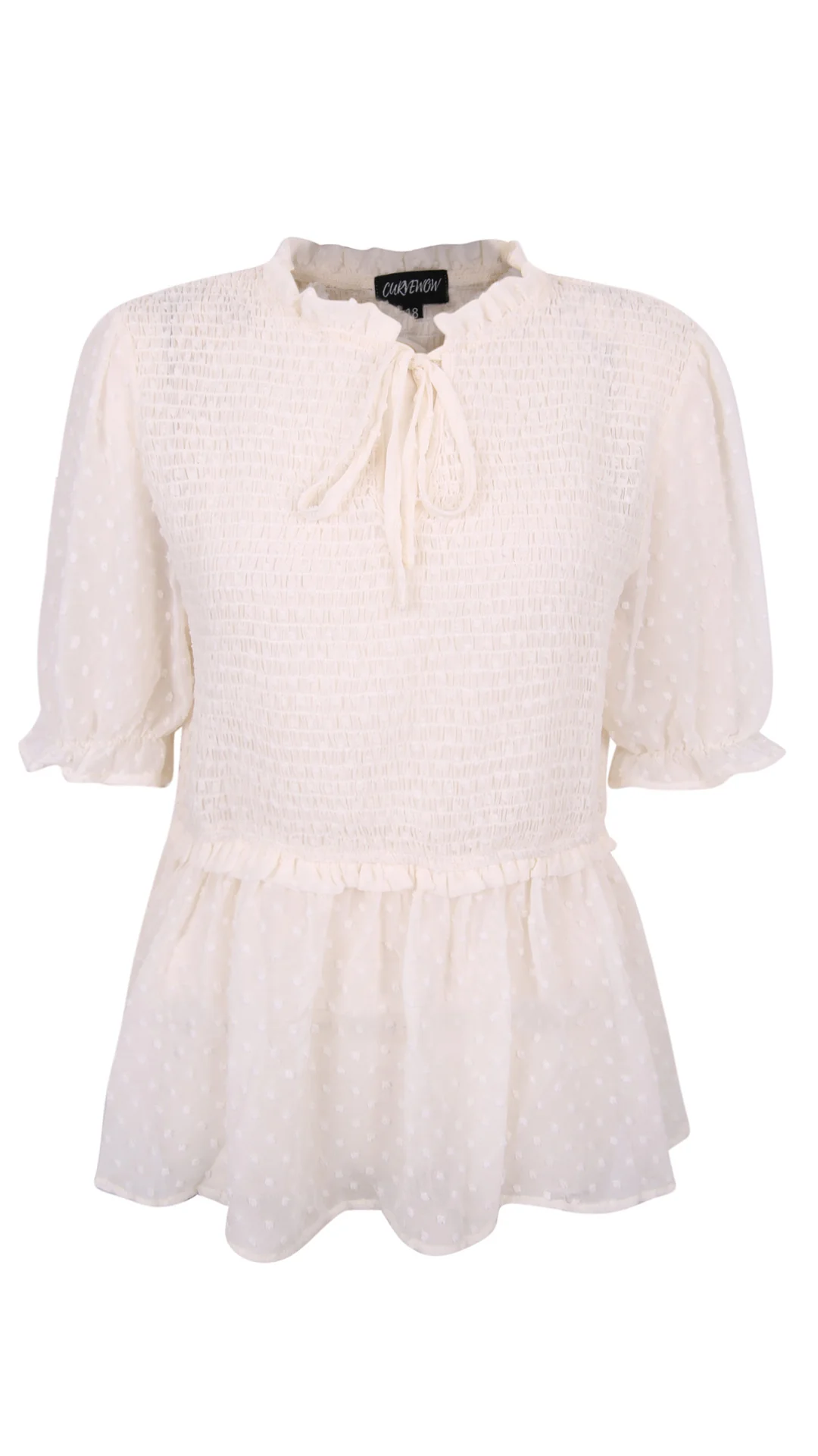CurveWow Shirred Top Cream - Image 7