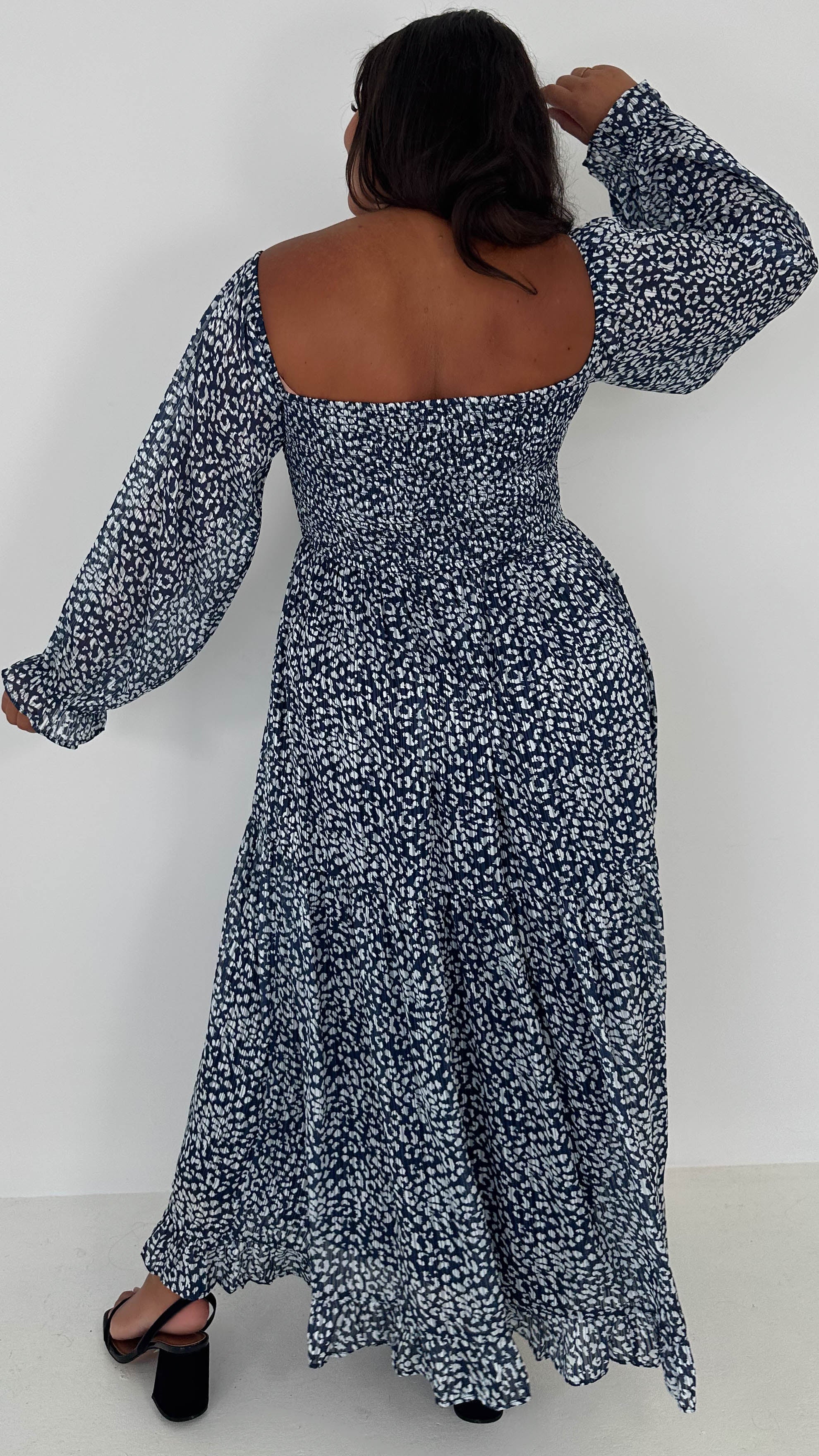 CurveWow Shirred Top Maxi Dress Animal - Image 7