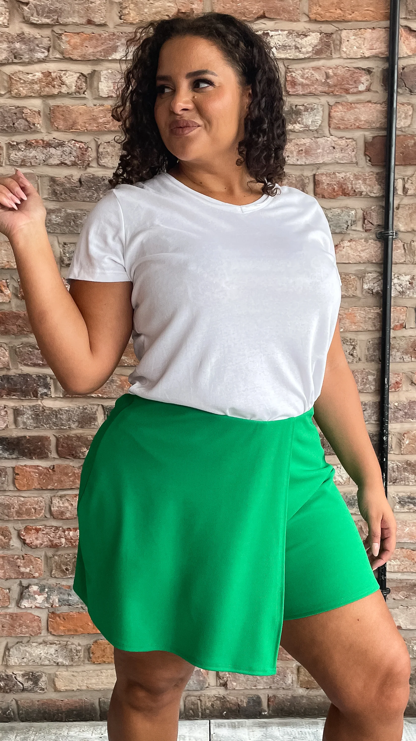 CurveWow Skuba Crepe Skort Green - Image 2