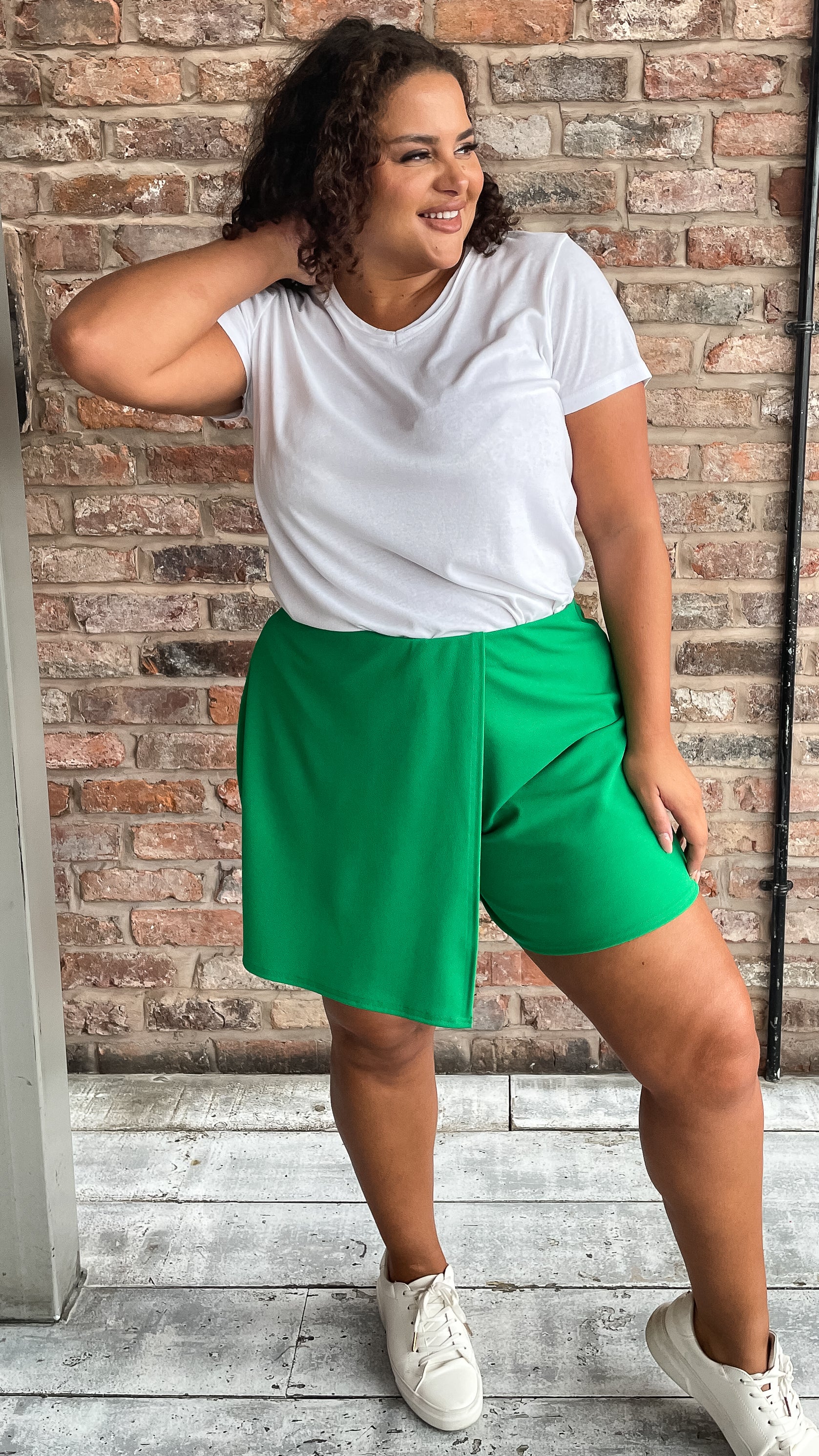 CurveWow Skuba Crepe Skort Green - Image 6