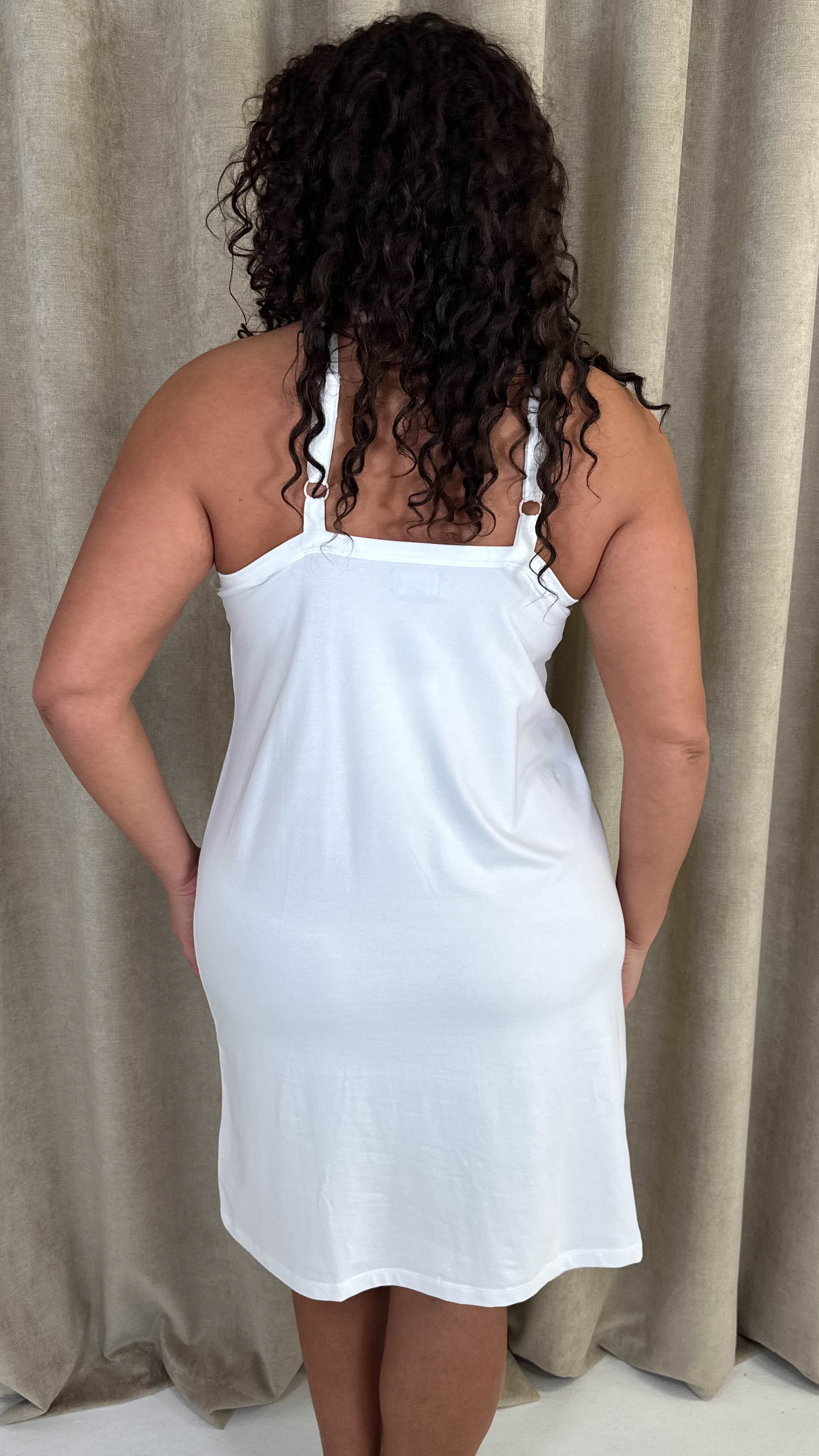 CurveWow Basic Slip Dress White - Image 7