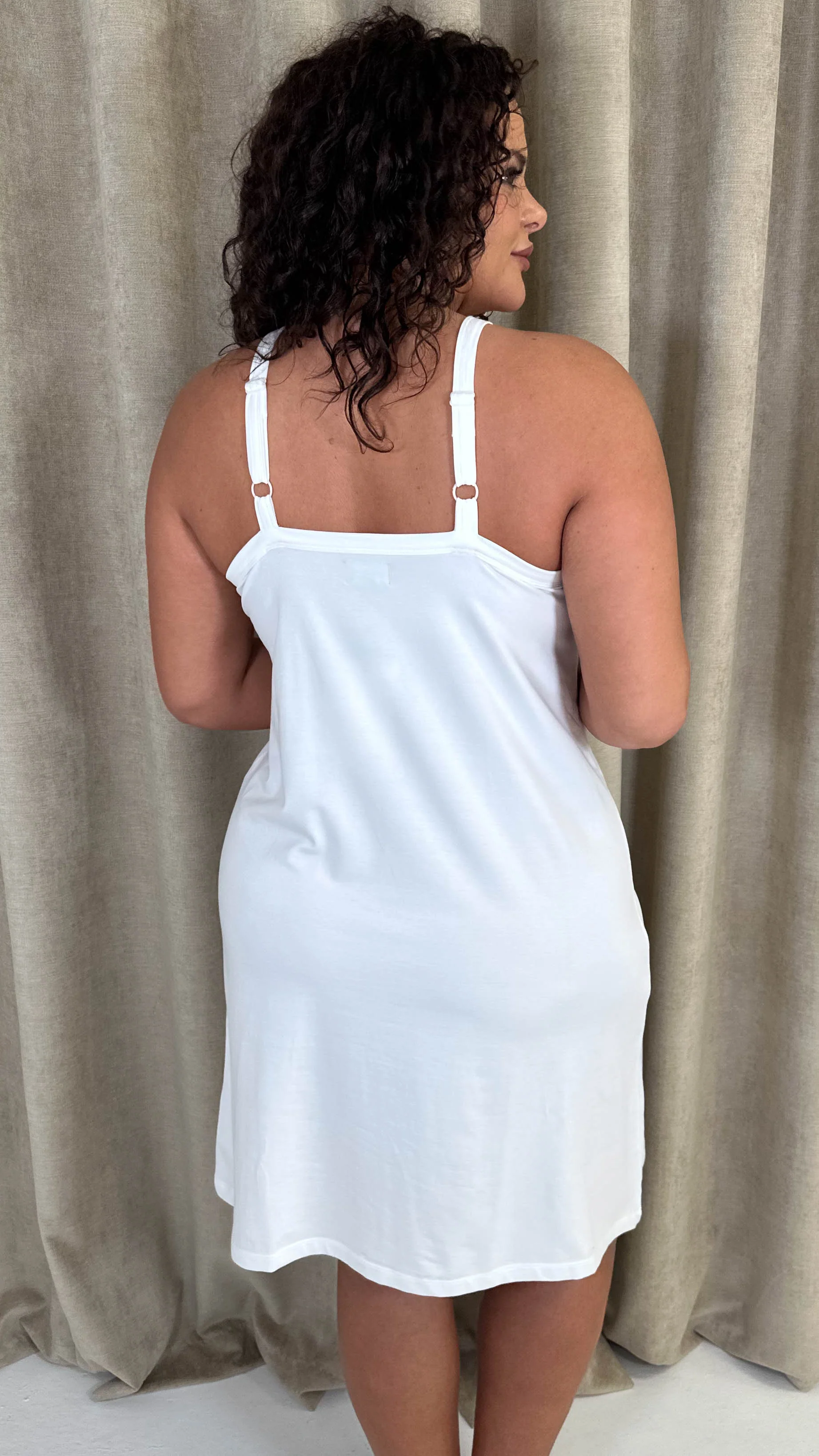 CurveWow Basic Slip Dress White - Image 8