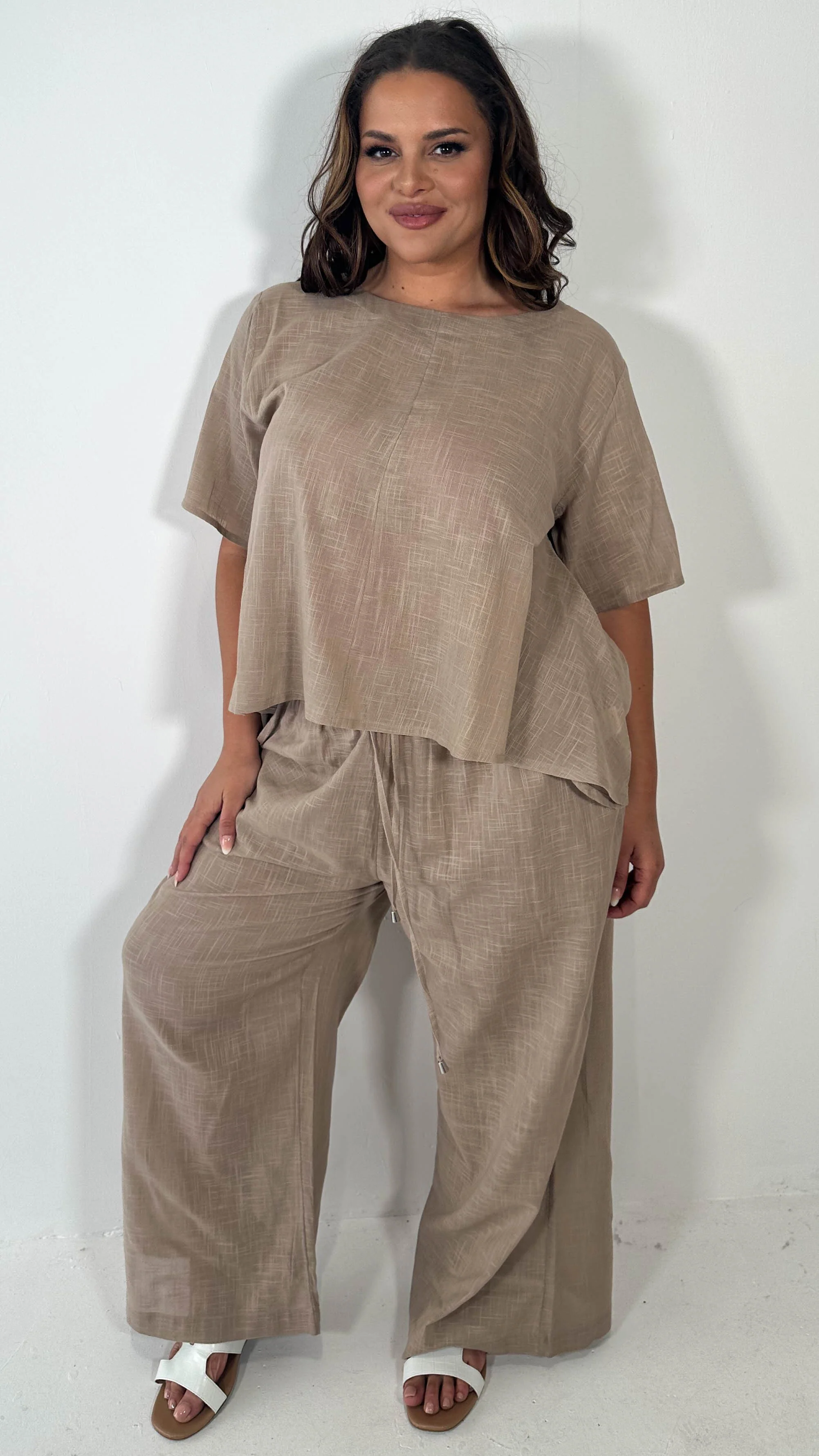 CurveWow Slub Asymmetrical Top Mocha - Image 5