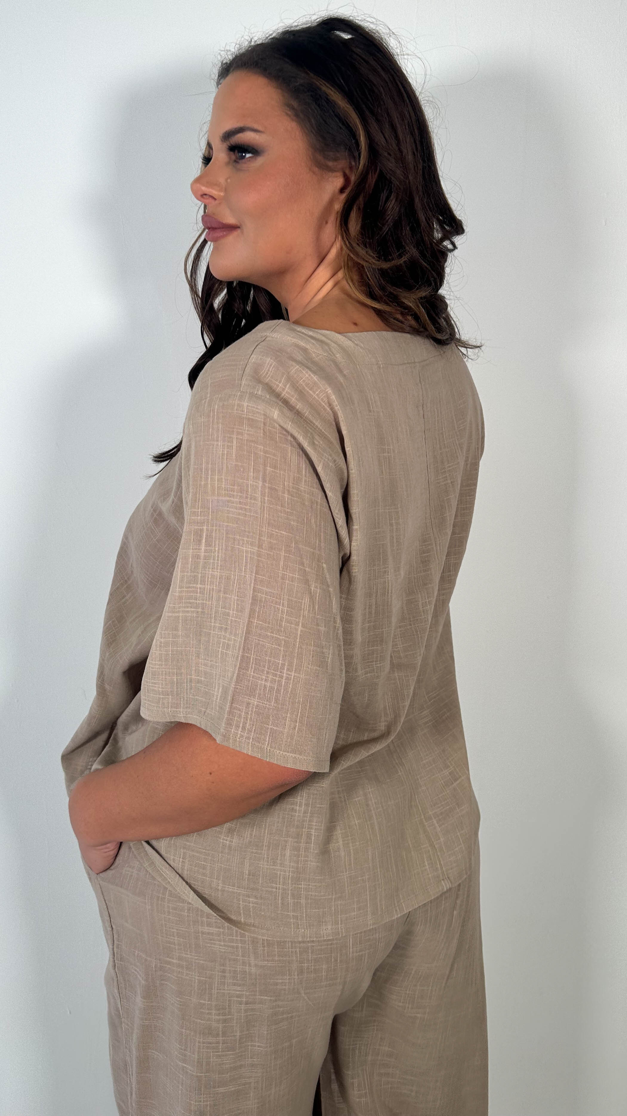 CurveWow Slub Asymmetrical Top Mocha - Image 7