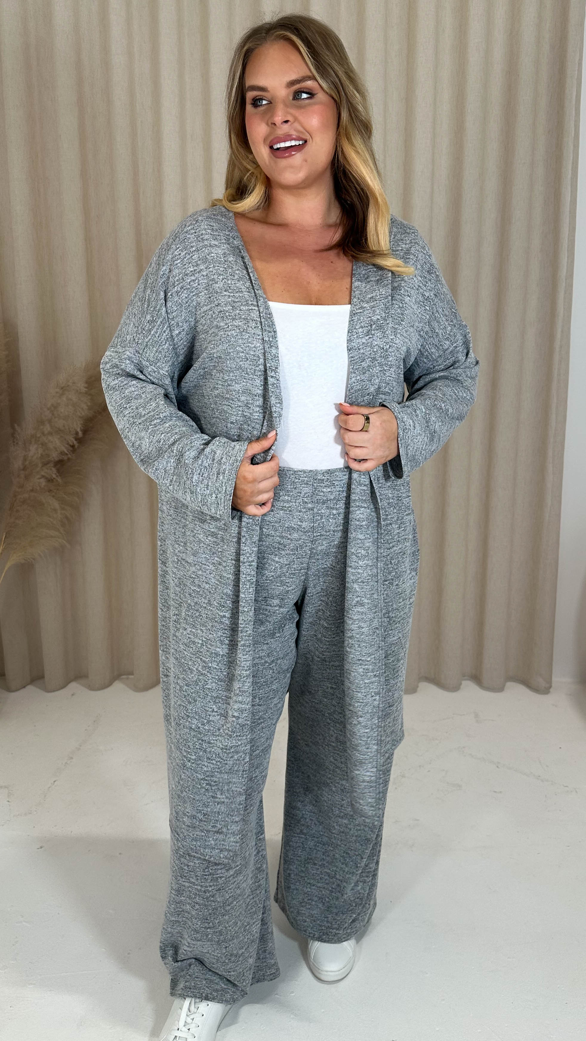 CurveWow Snit Longline Cardigan Grey - Image 5