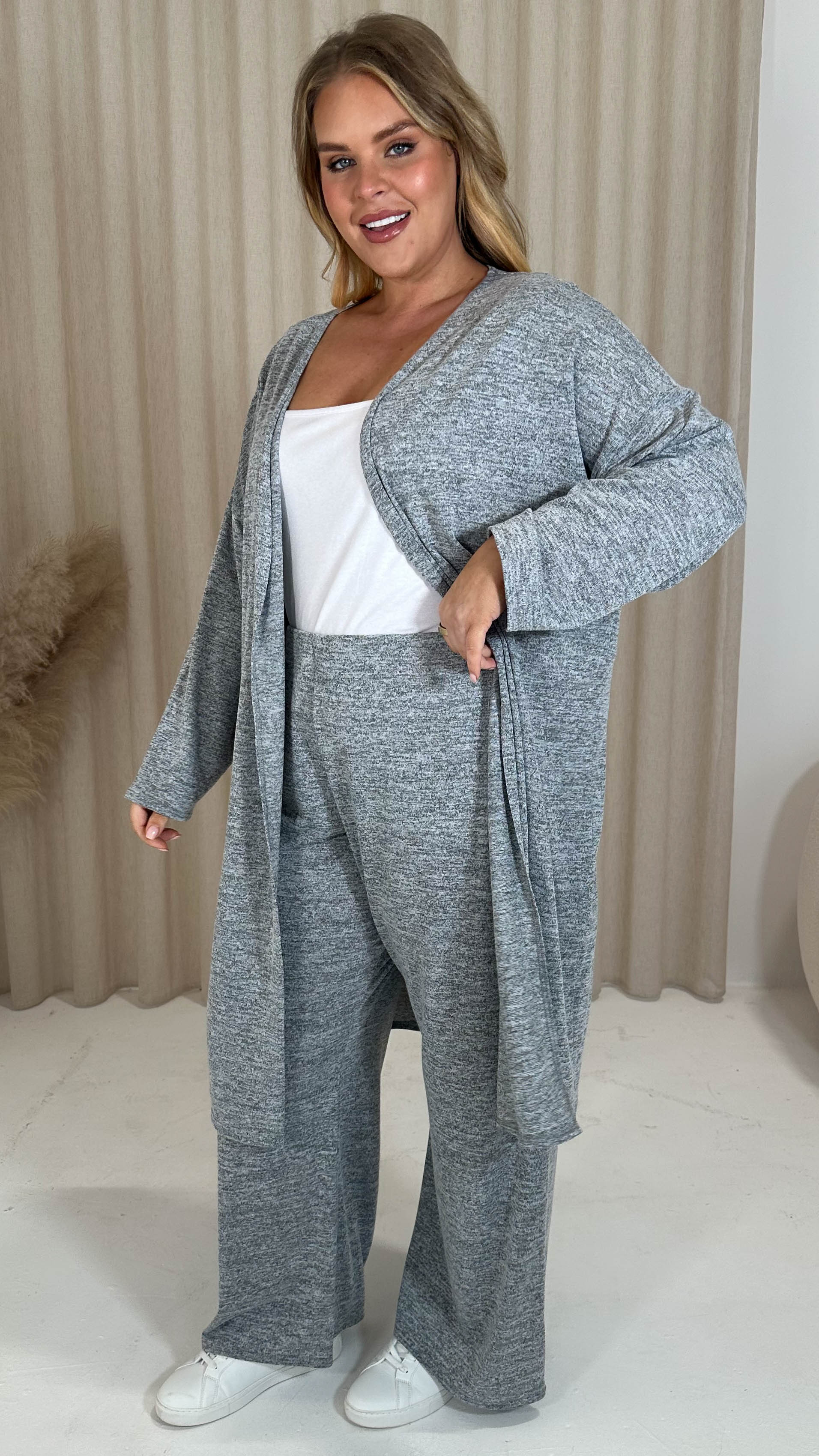 CurveWow Snit Longline Cardigan Grey - Image 6