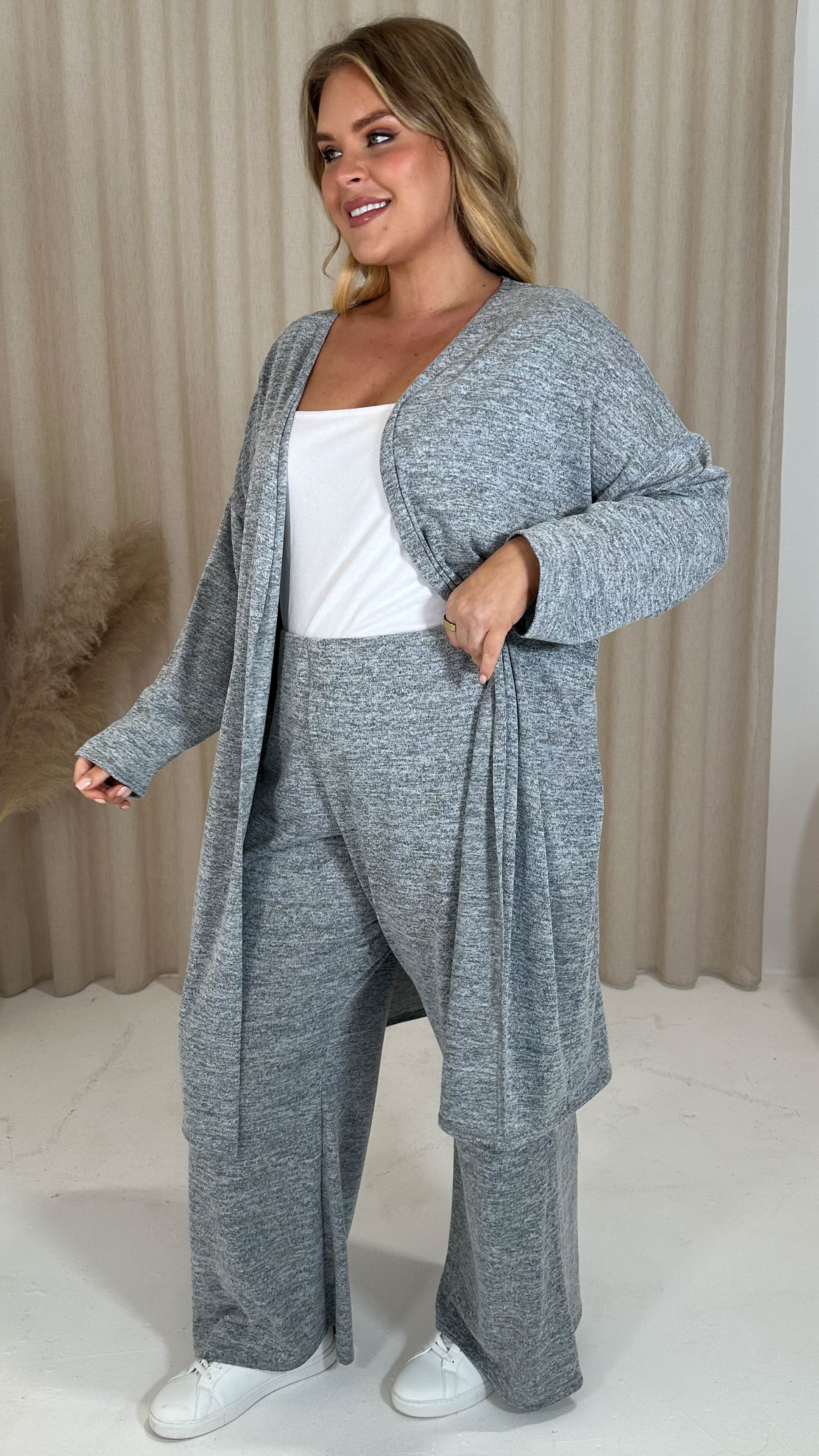 CurveWow Snit Longline Cardigan Grey - Image 7