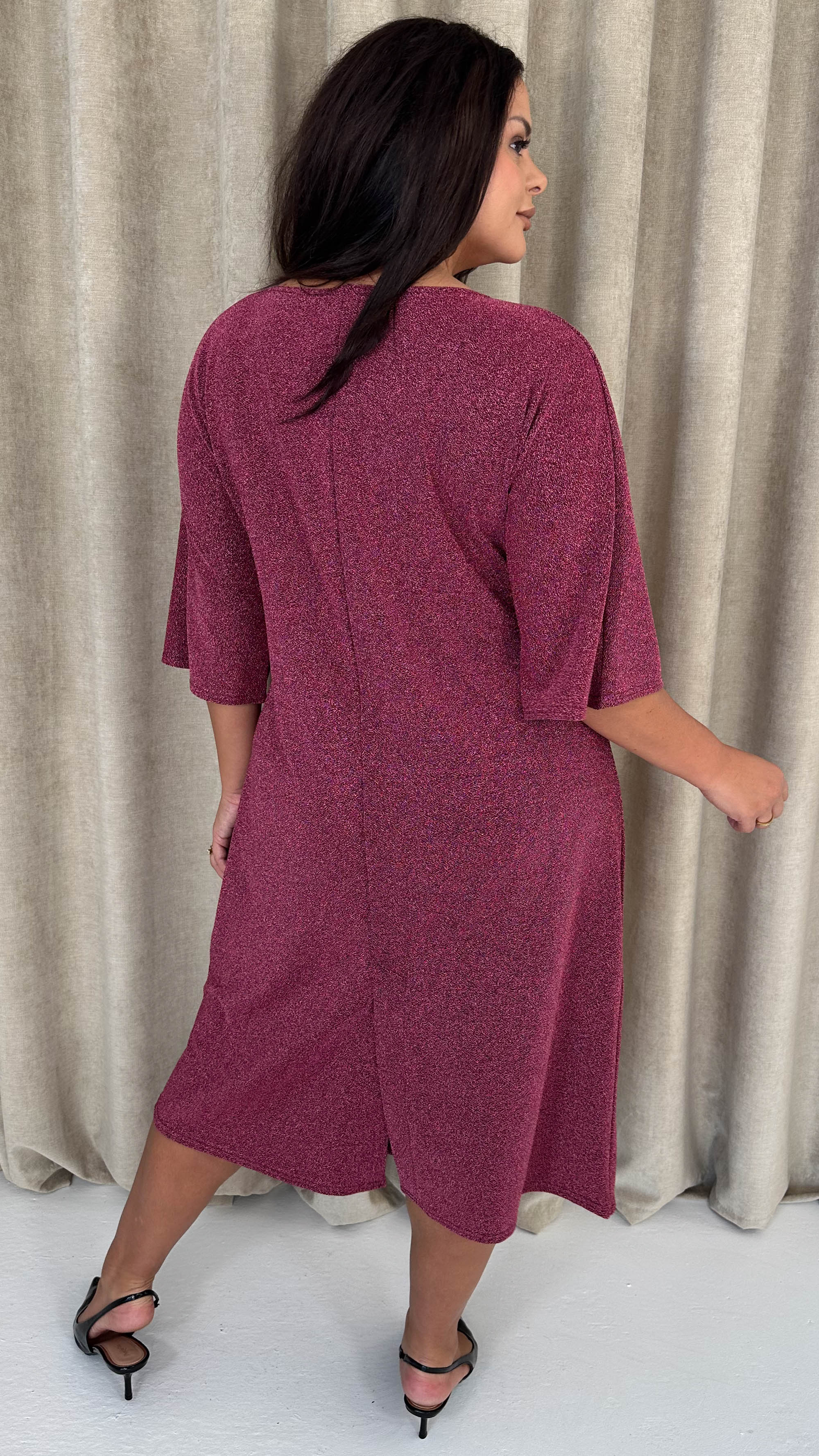CurveWow Knot Dress Sparkle Pink - Image 9