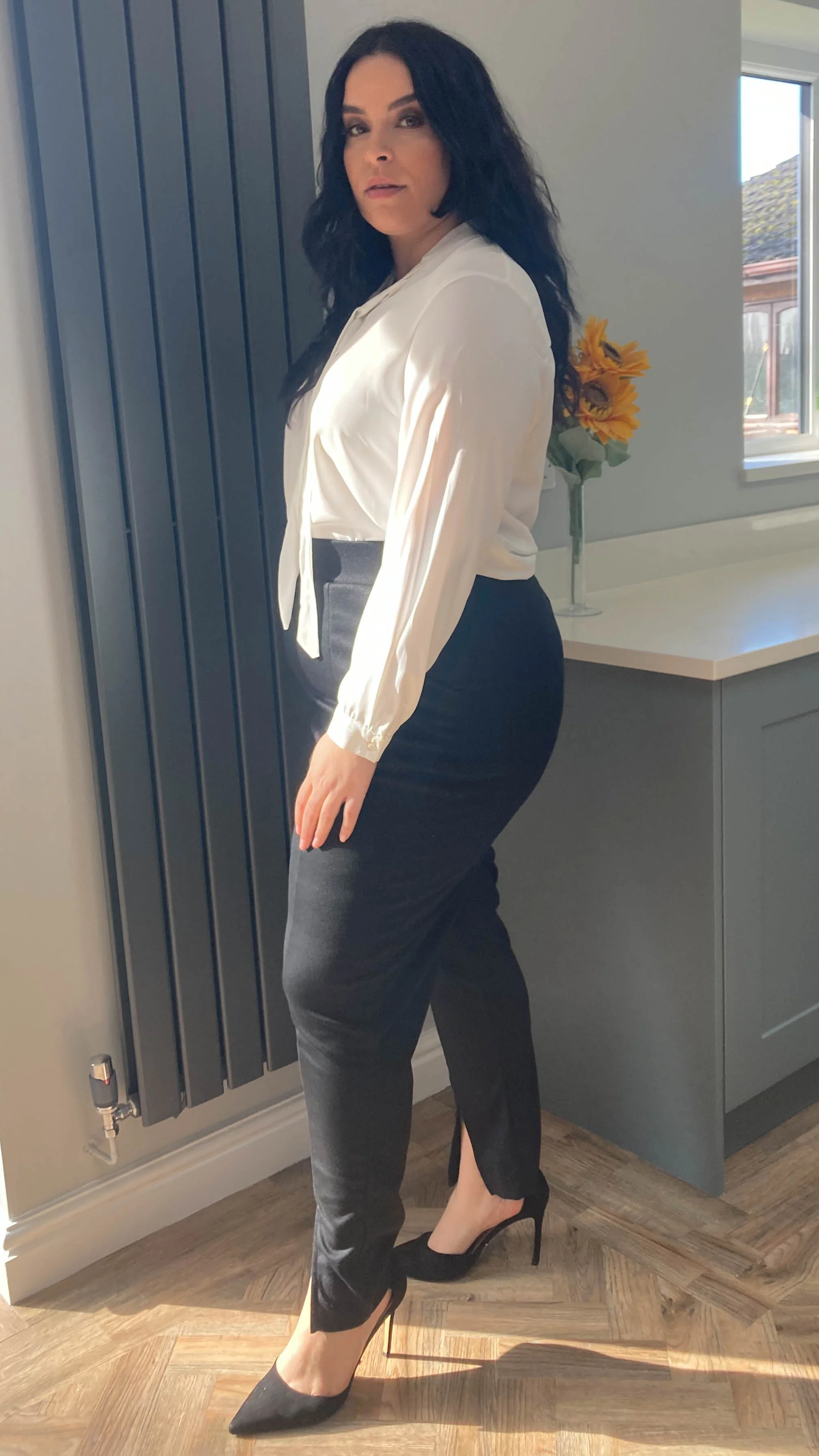 CurveWow Split Hem Trouser Black - Image 4