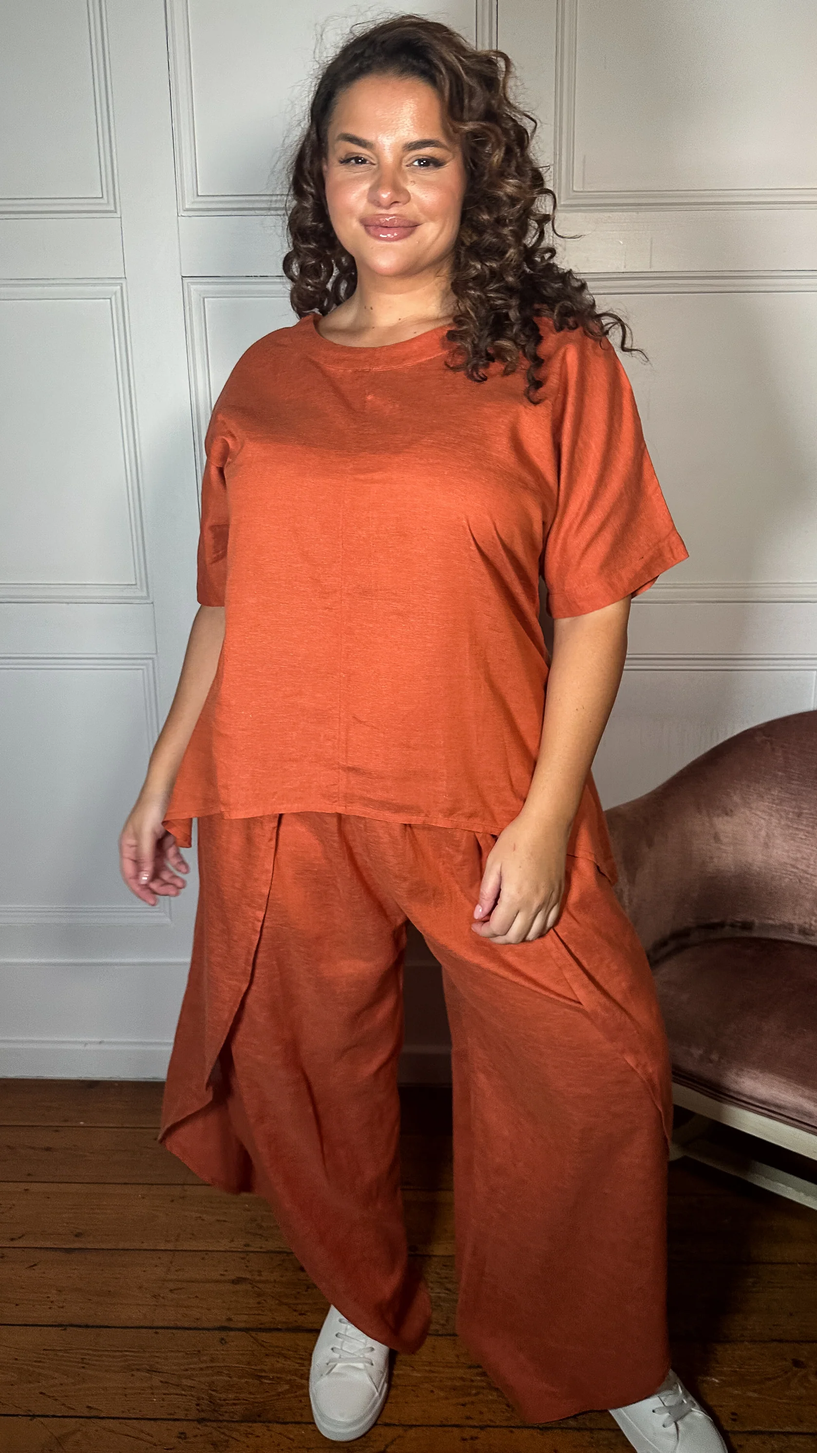 CurveWow Split Hem Wrap Trouser Rust - Image 5