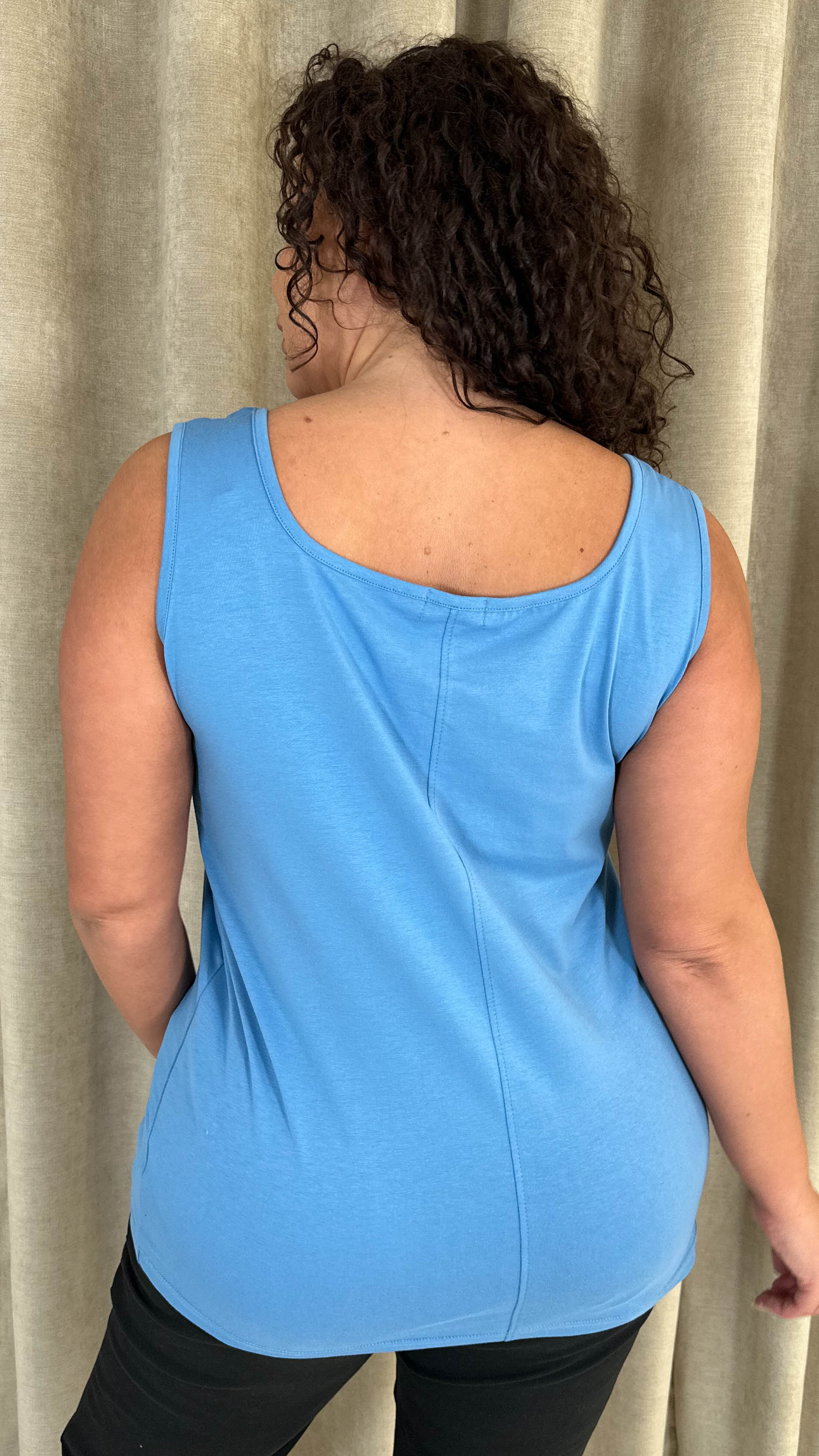 CurveWow Square Neck Basic Vest Blue - Image 8