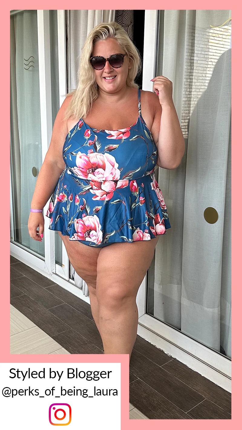 CurveWow Square Neck Tropical Print Swimsuit - Image 2