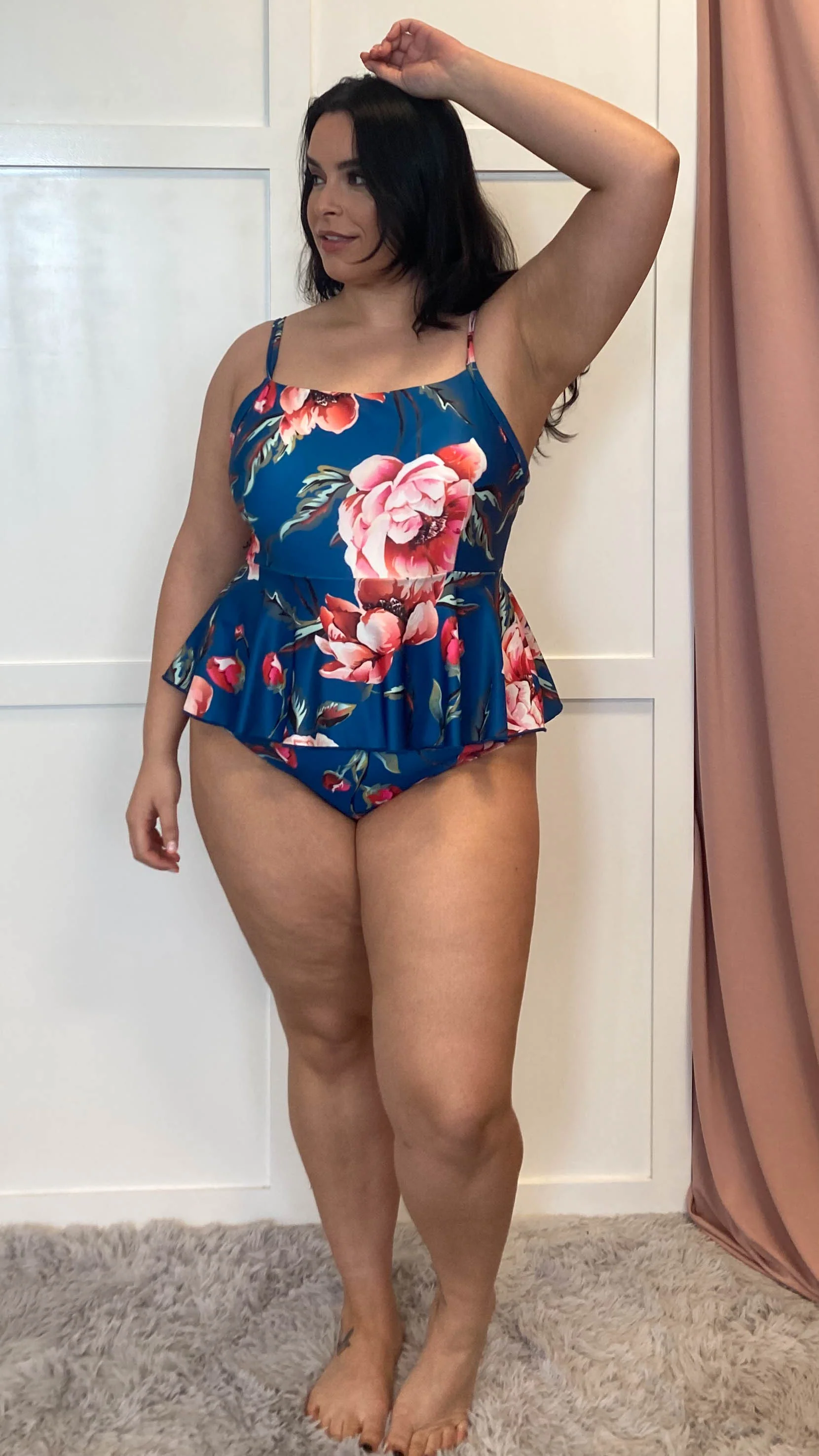 CurveWow Square Neck Tropical Print Swimsuit - Image 3