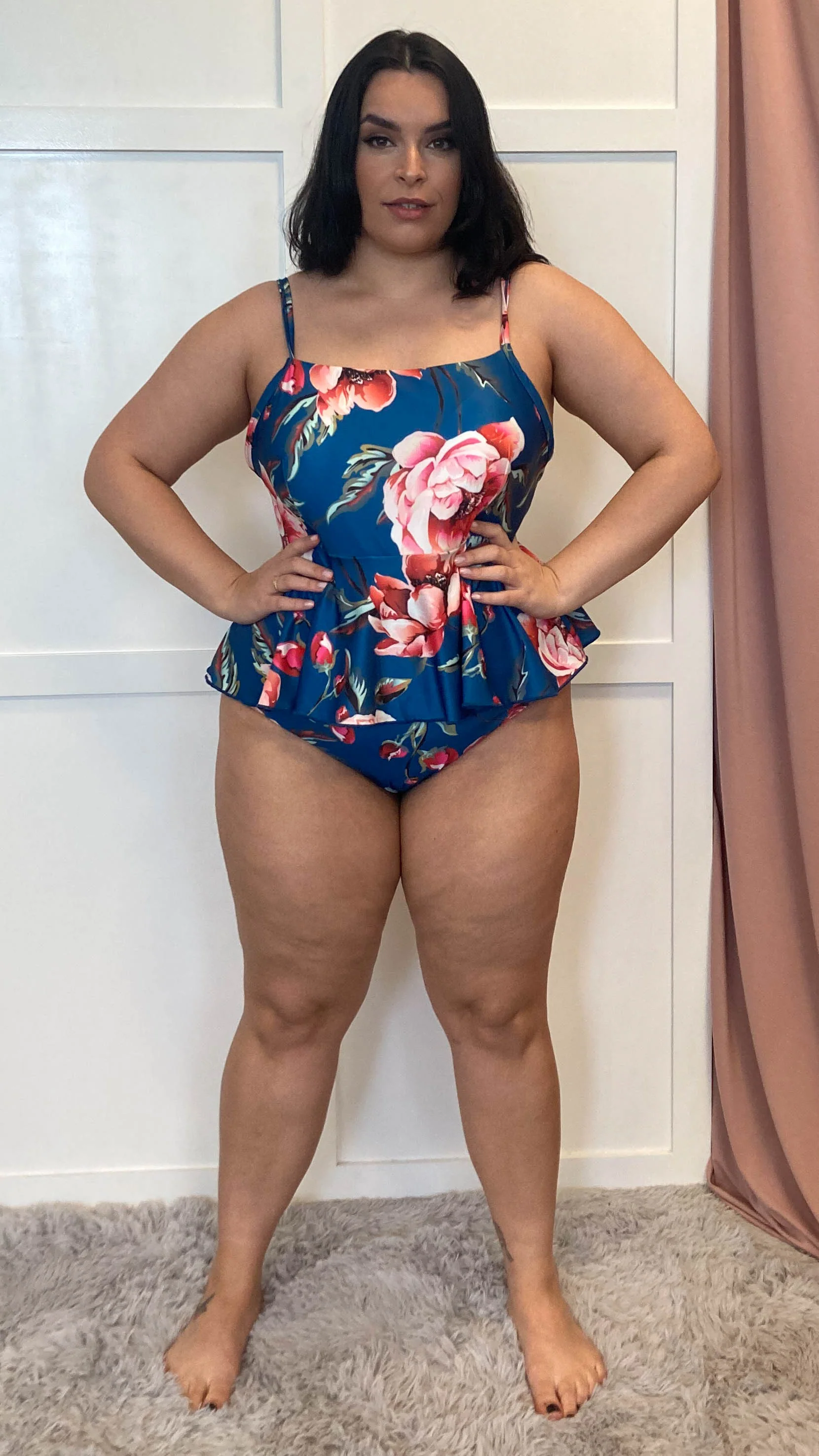 CurveWow Square Neck Tropical Print Swimsuit - Image 4