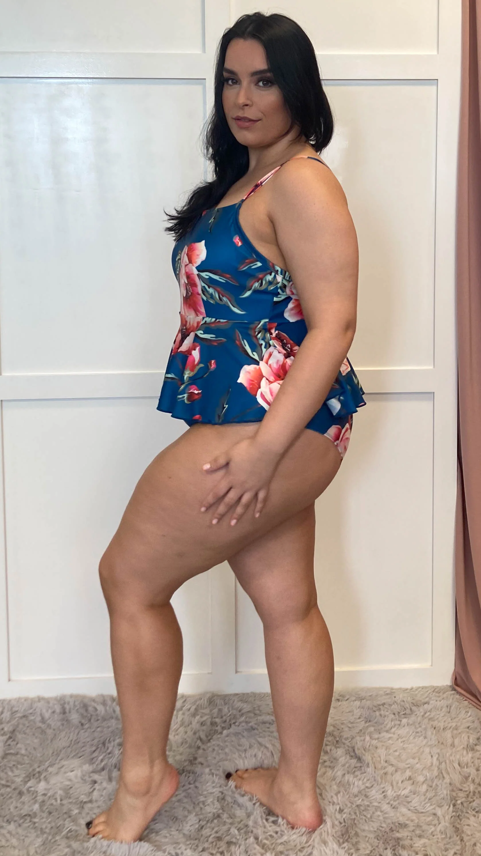 CurveWow Square Neck Tropical Print Swimsuit - Image 6