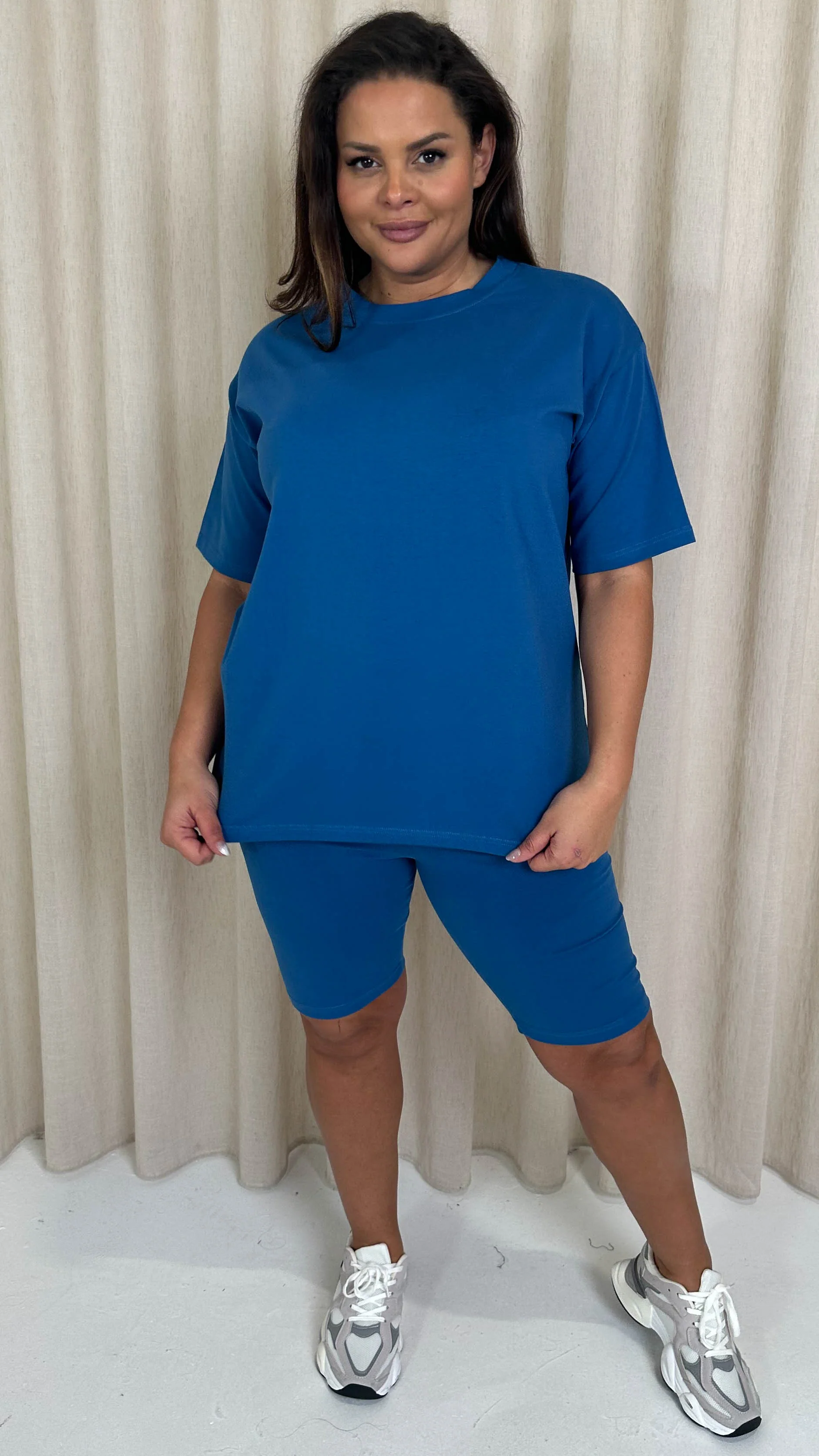 CurveWow T-Shirt & Cycle Short Set Blue - Image 4